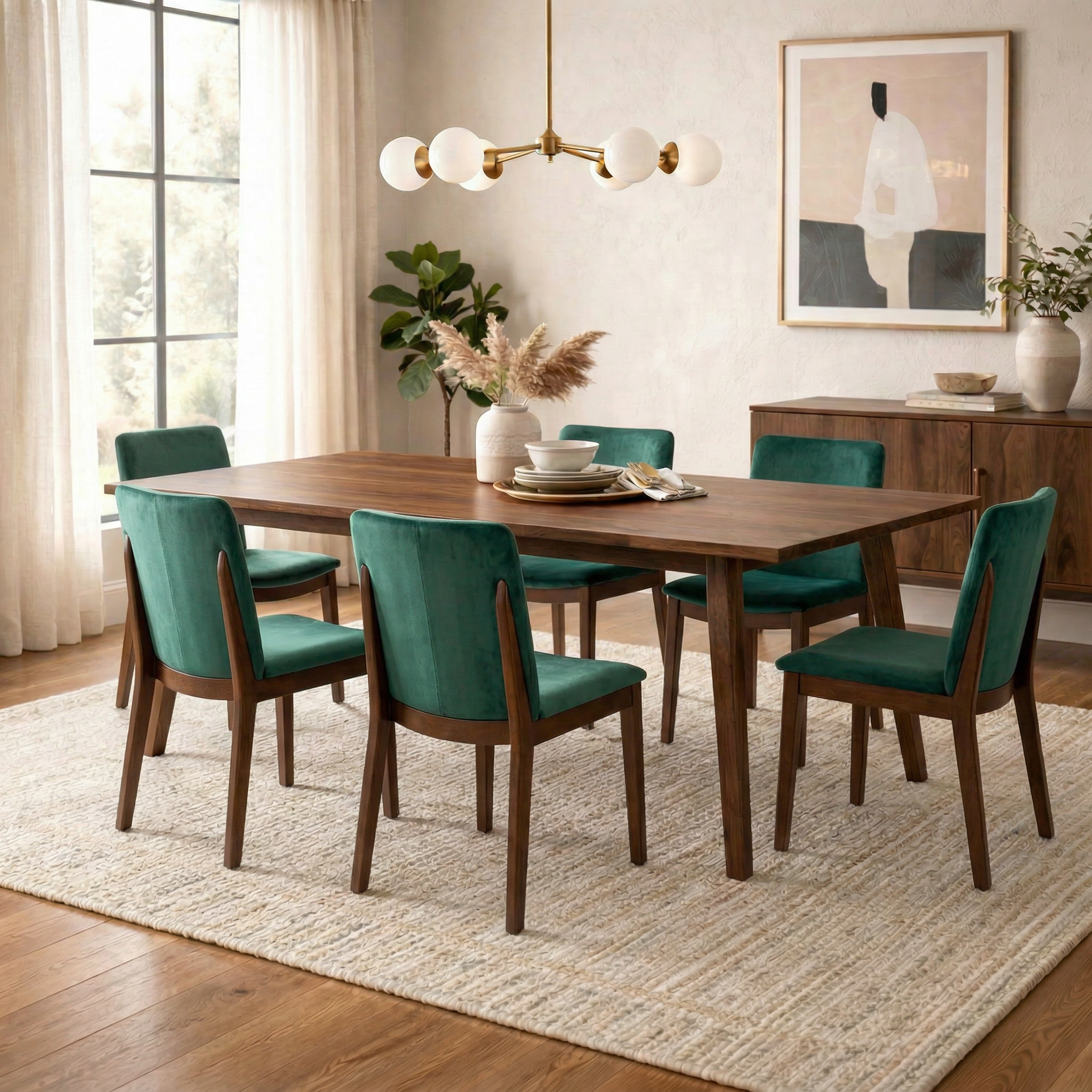 Virginia Dining Chair Green Velvet - Set of 2