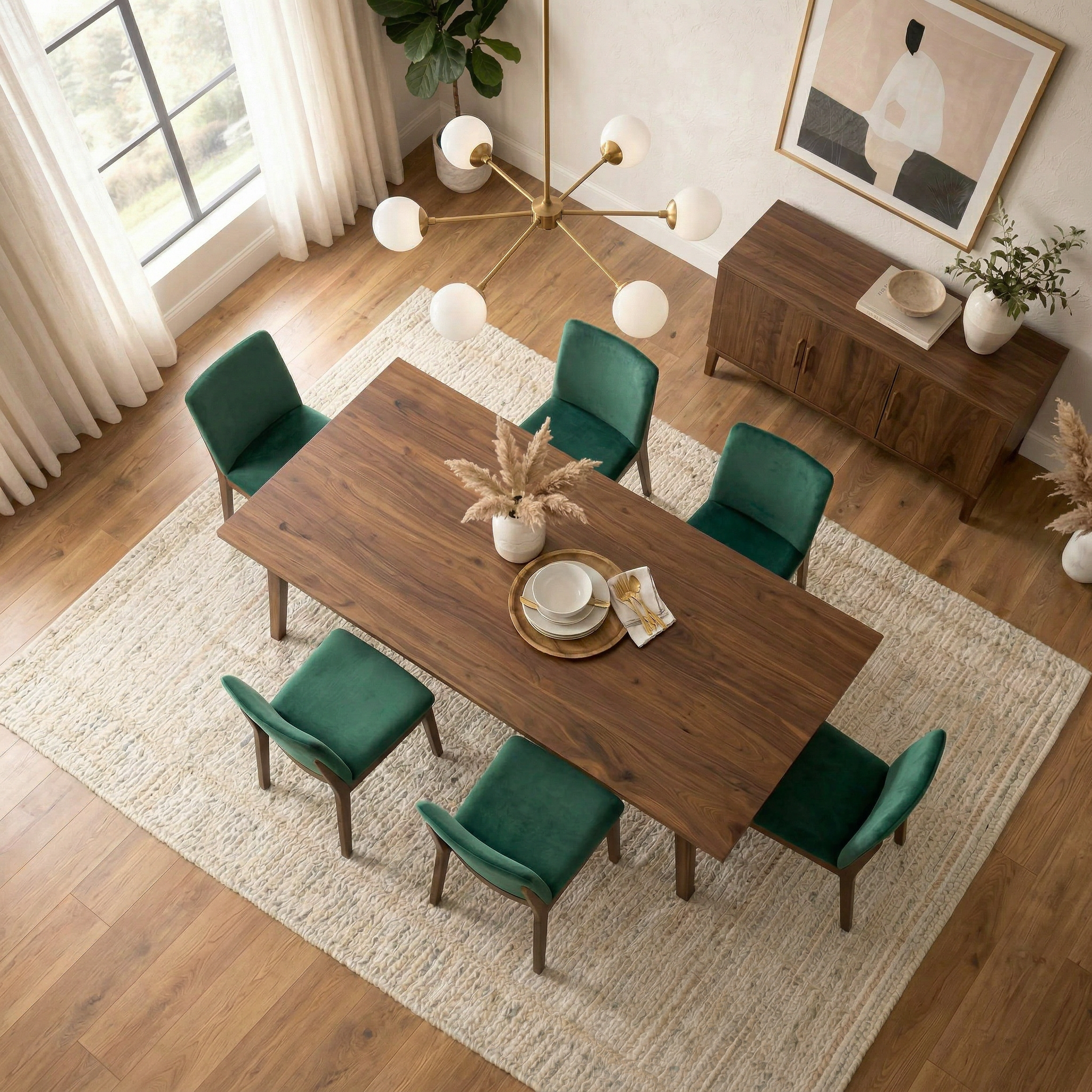 Virginia Dining Chair Green Velvet - Set of 2