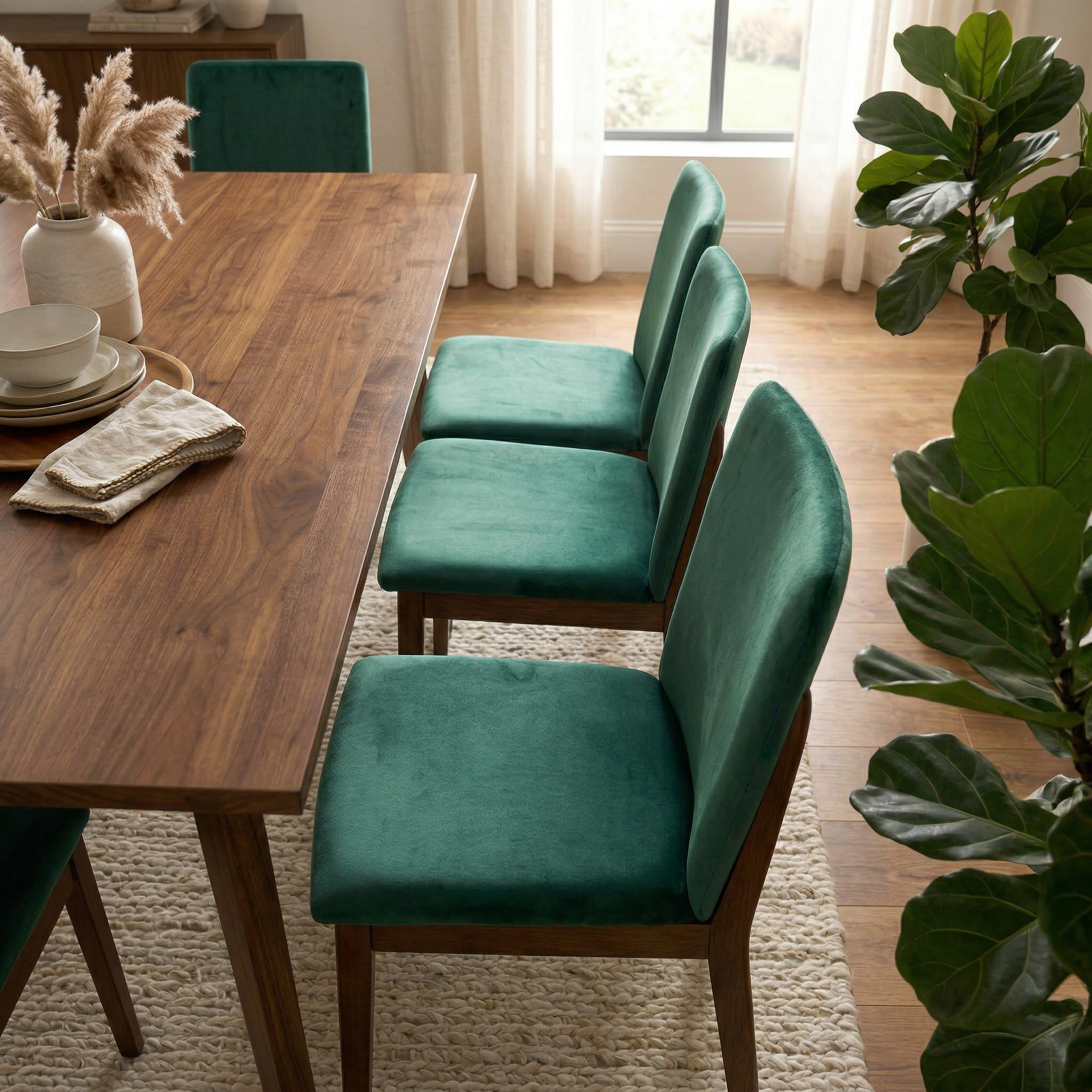 Virginia Dining Chair Green Velvet - Set of 2