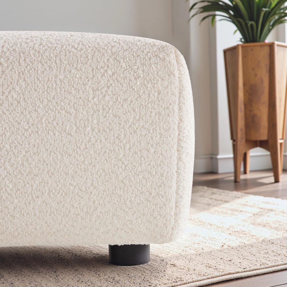 Wade Ivory Boucle Ottoman