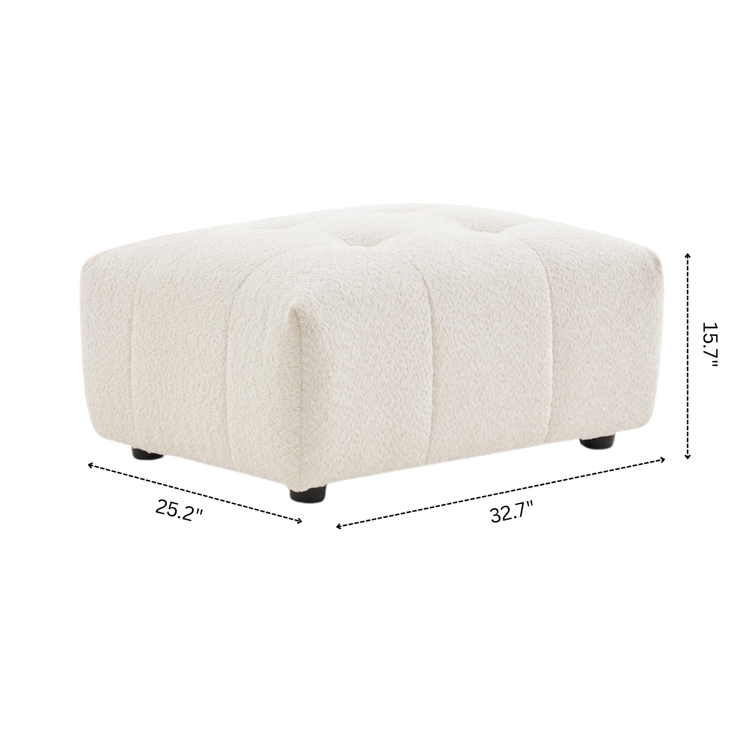 Wade Ivory Boucle Ottoman