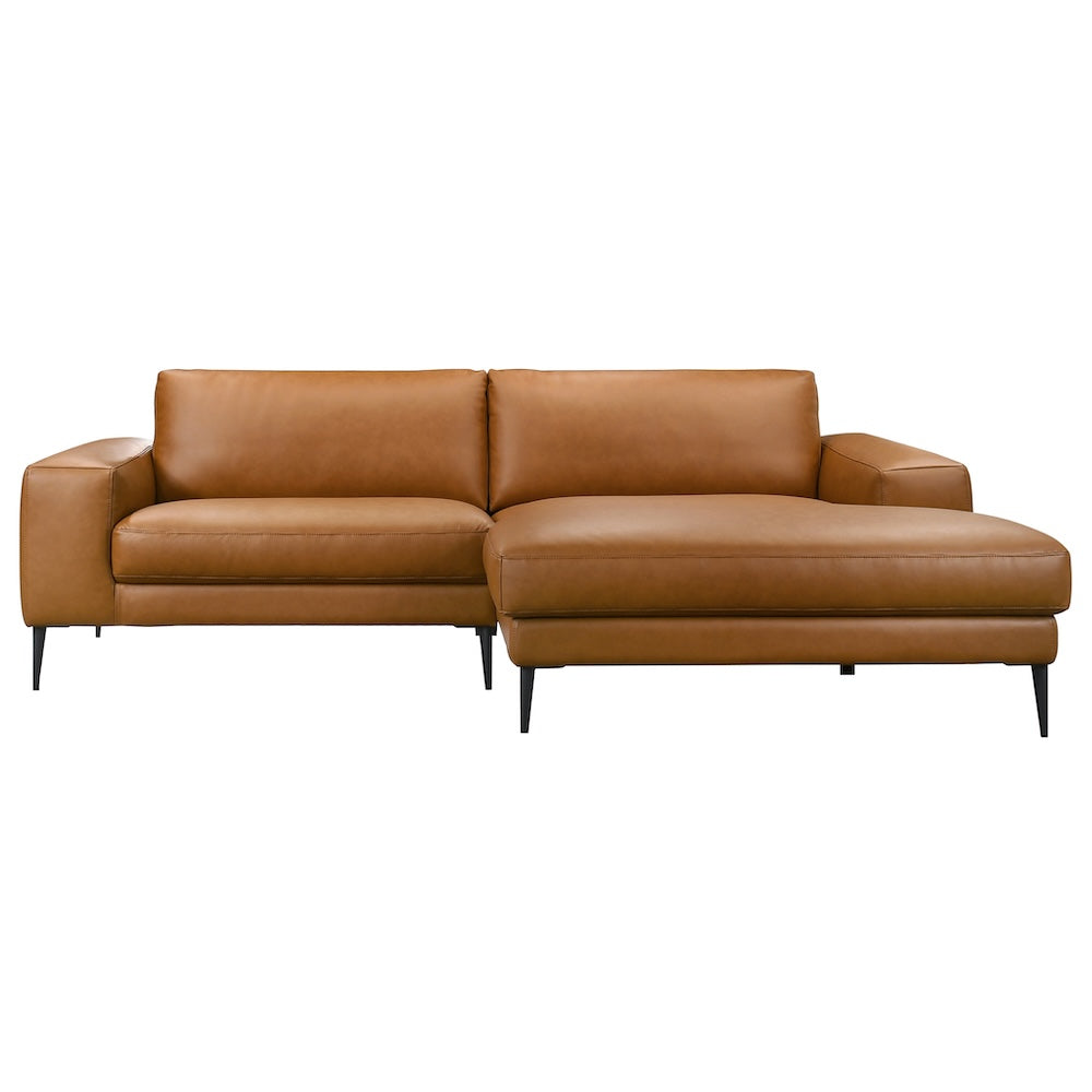 Walton Right-Facing Cognac Vegan Leather Sectional Sofa