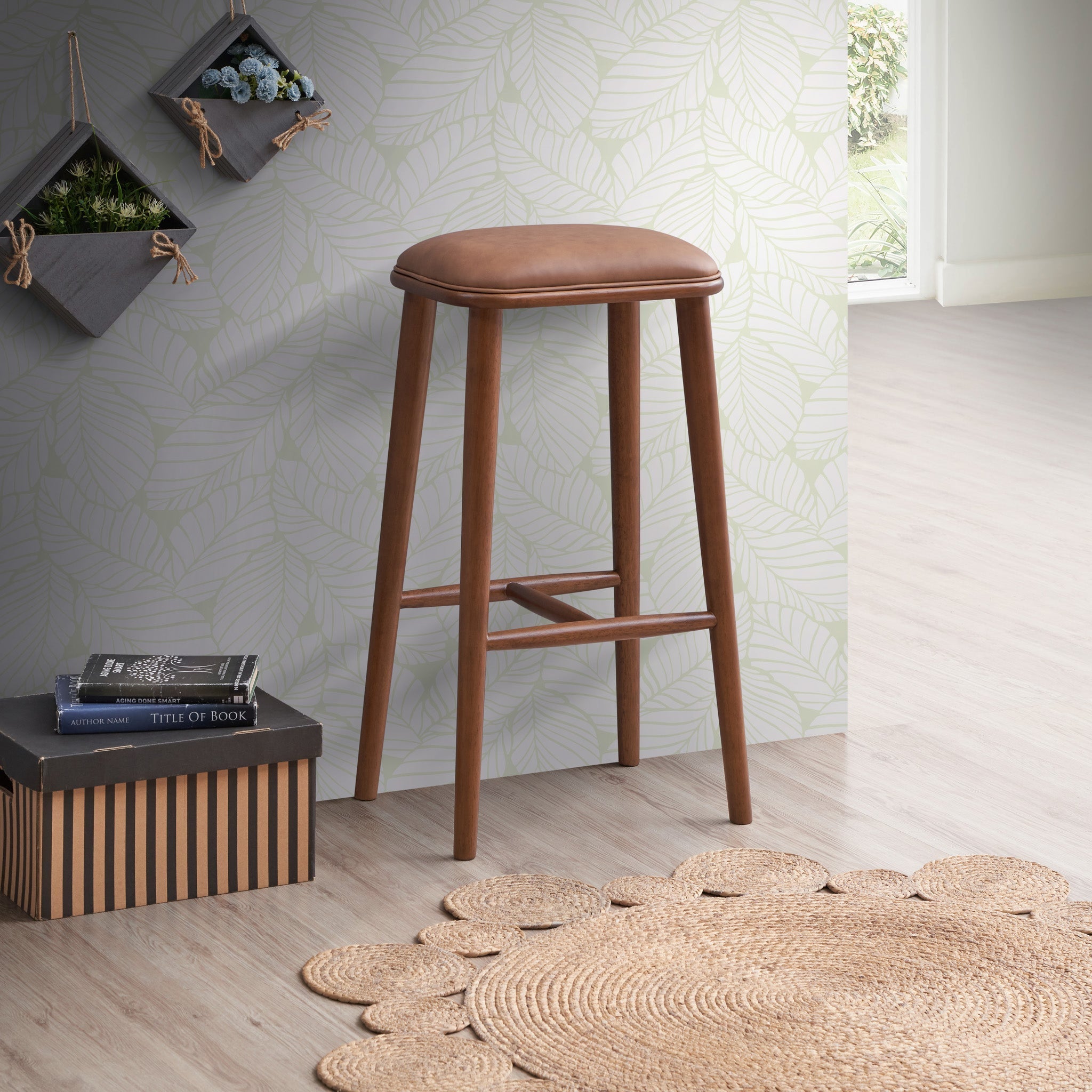 Westbury Walnut Vegan Leather Bar Stool
