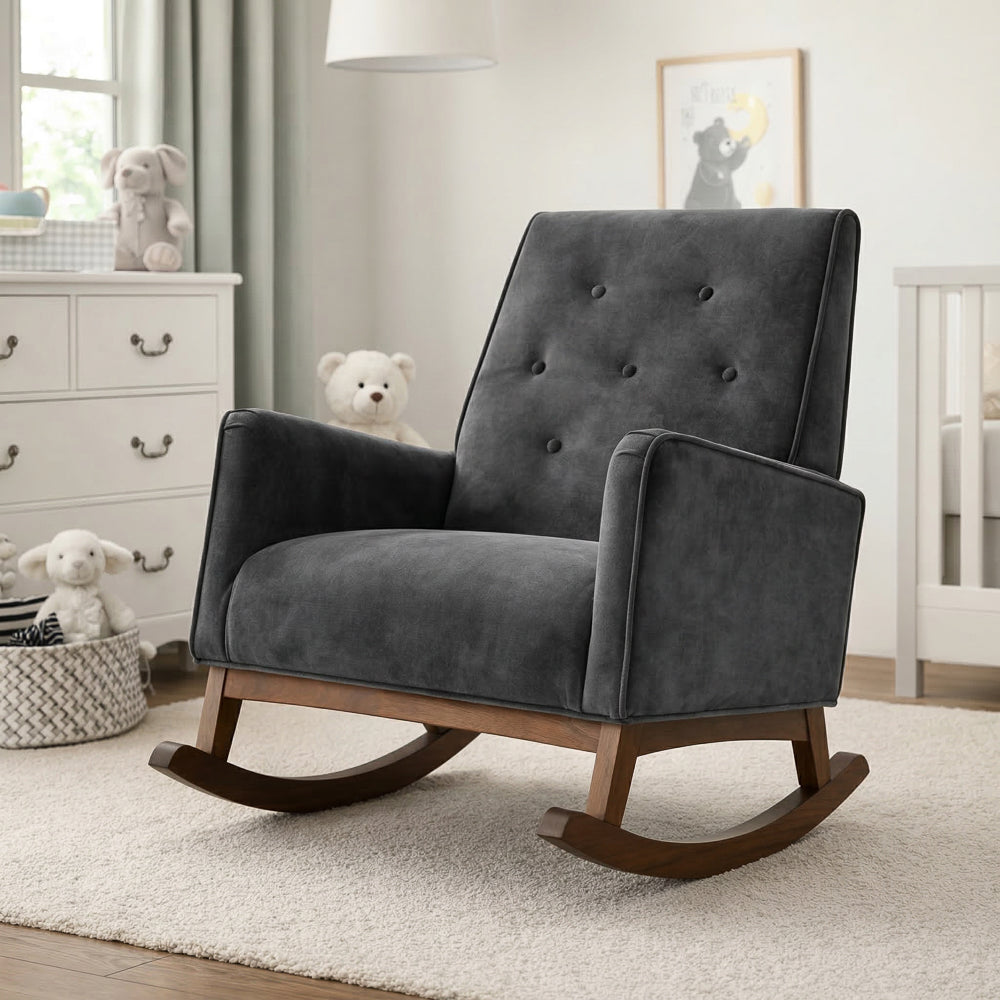 Windsor Dark Grey Microfiber Rocking Chair