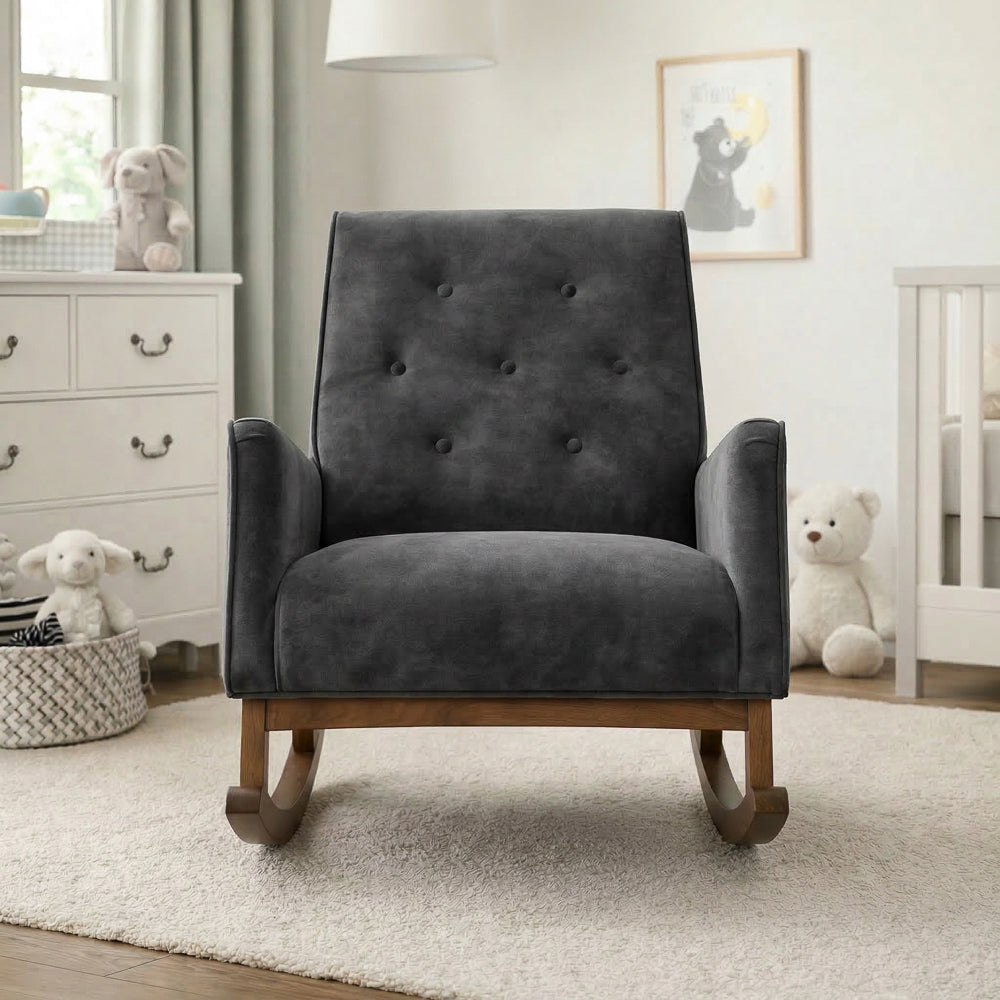 Windsor Dark Grey Microfiber Rocking Chair