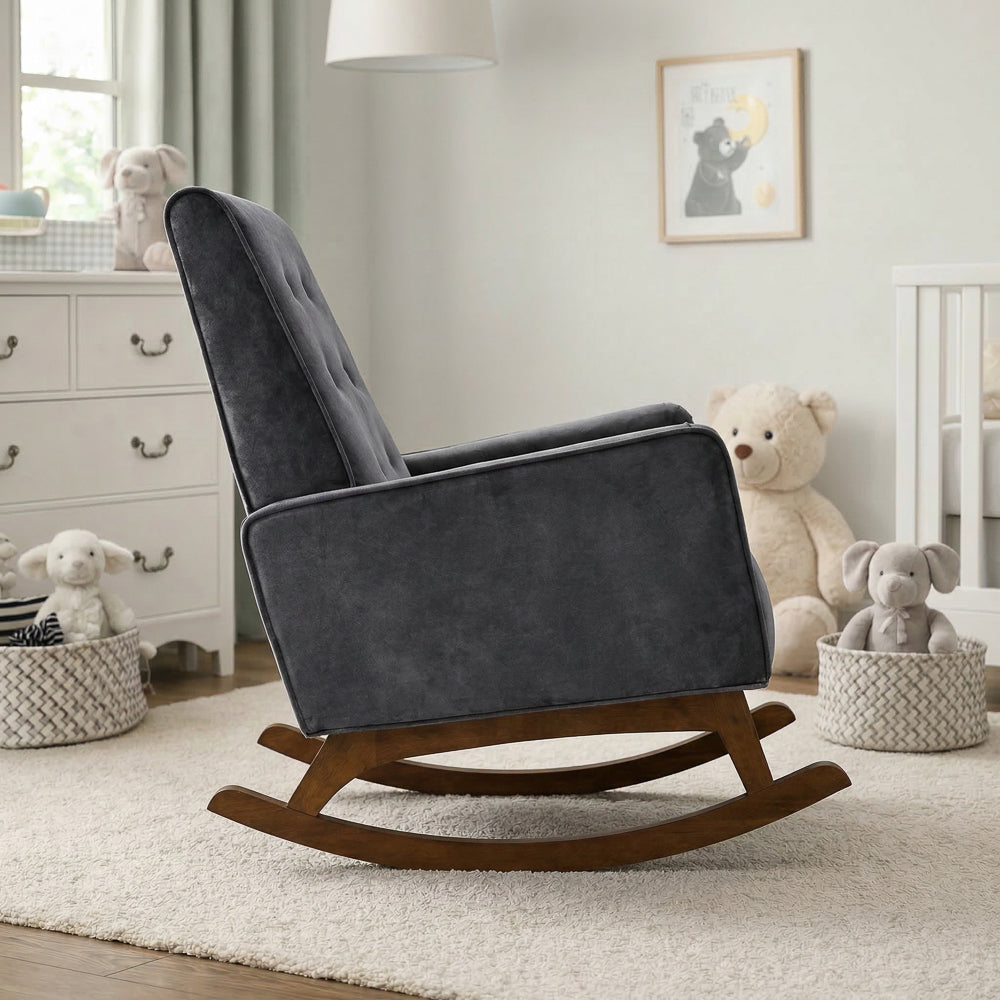 Windsor Dark Grey Microfiber Rocking Chair
