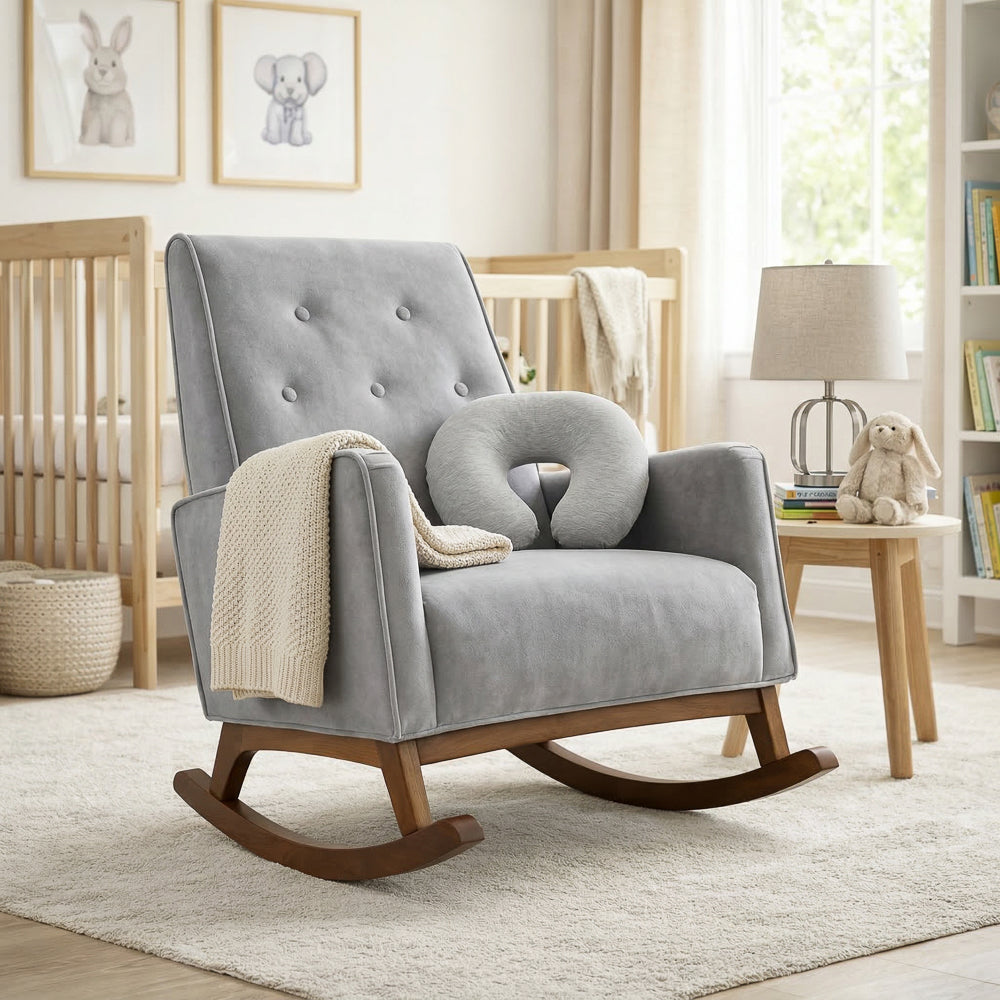 Windsor Grey Microfiber Rocking Chair