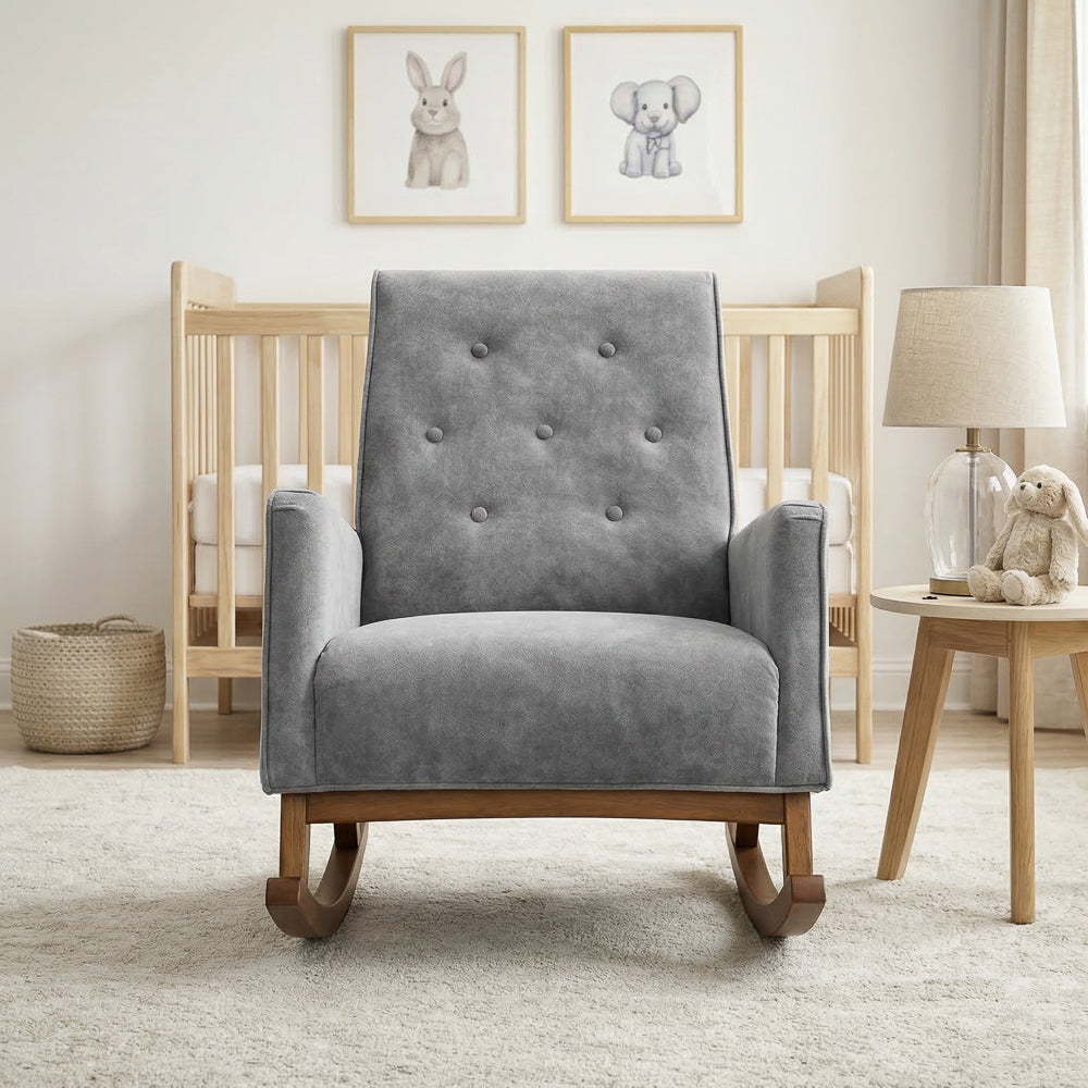 Windsor Grey Microfiber Rocking Chair