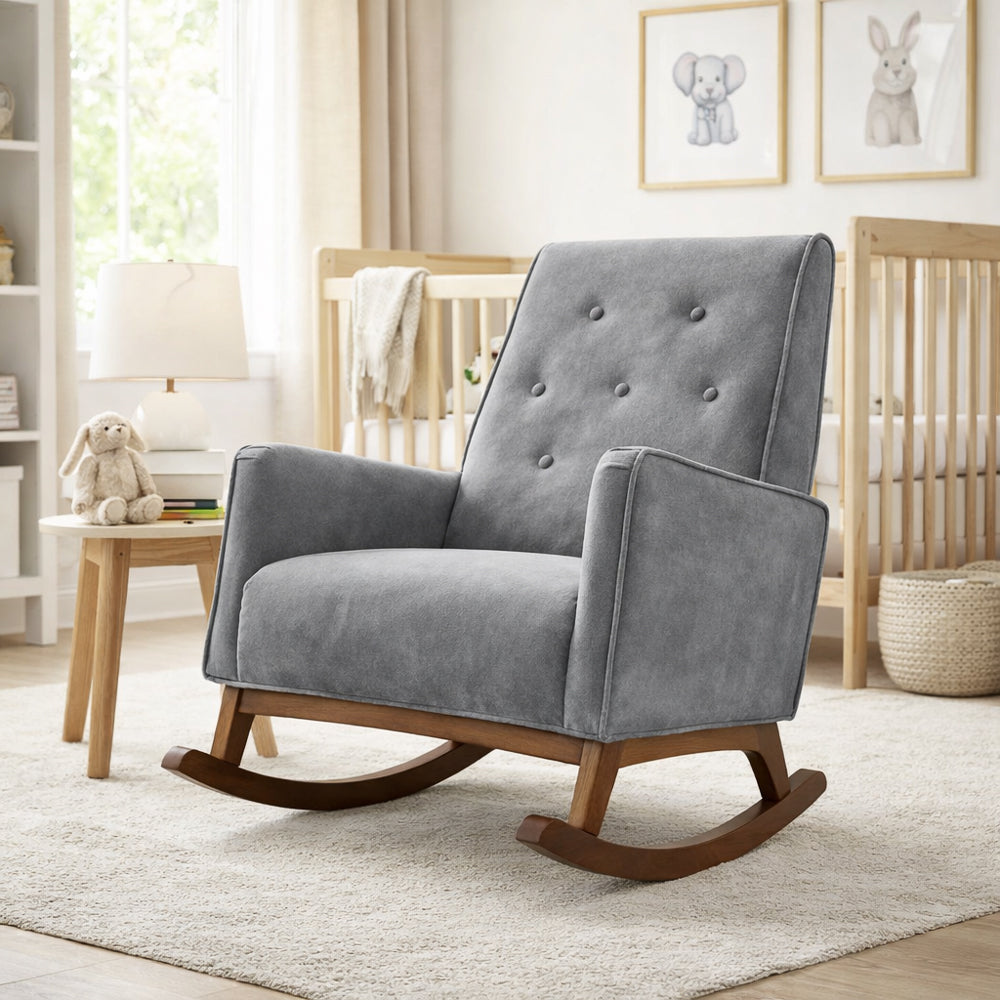 Windsor Grey Microfiber Rocking Chair