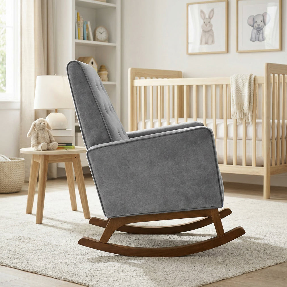Windsor Grey Microfiber Rocking Chair | Nursery Ready