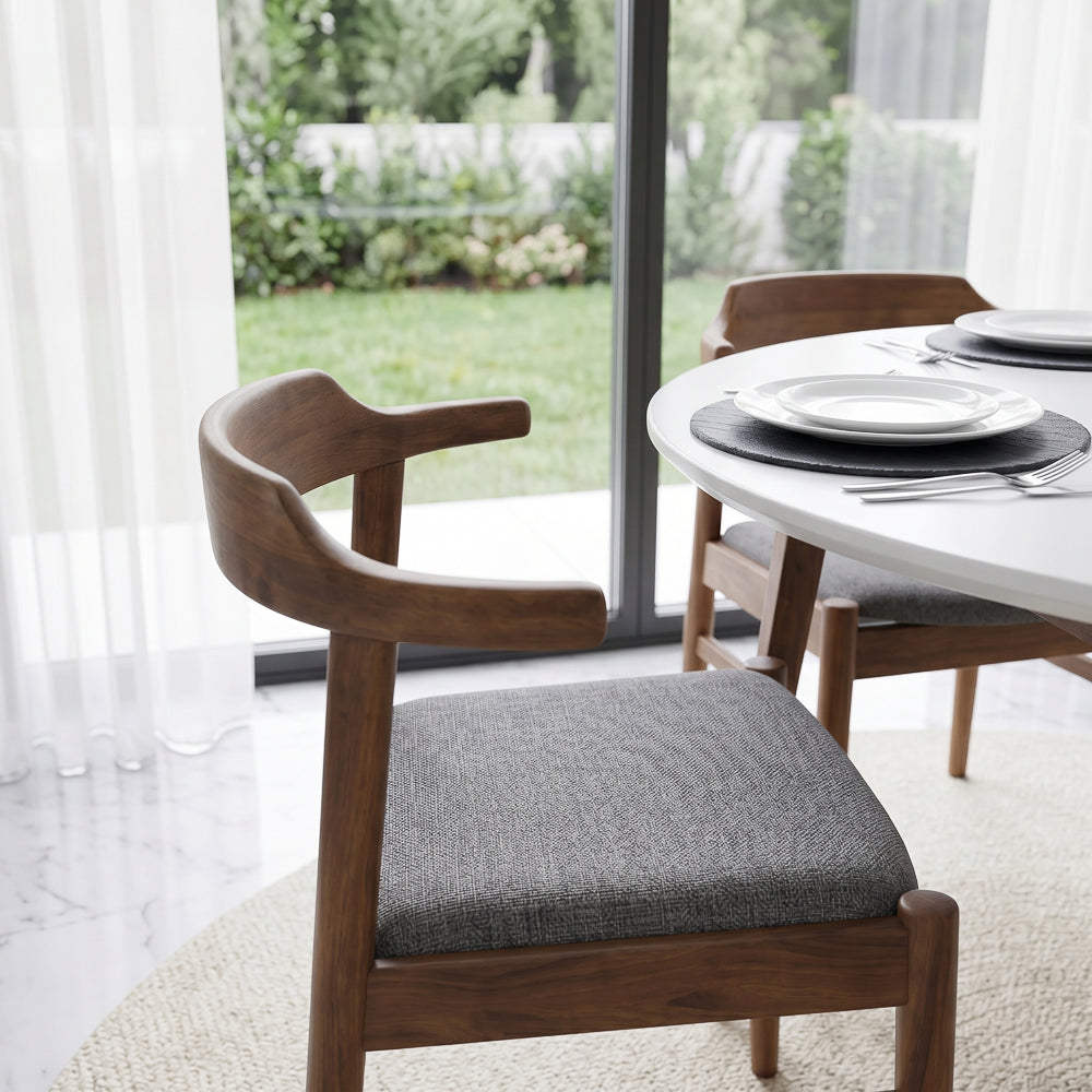 Zola Dining Chair Grey Fabric - Set of 2