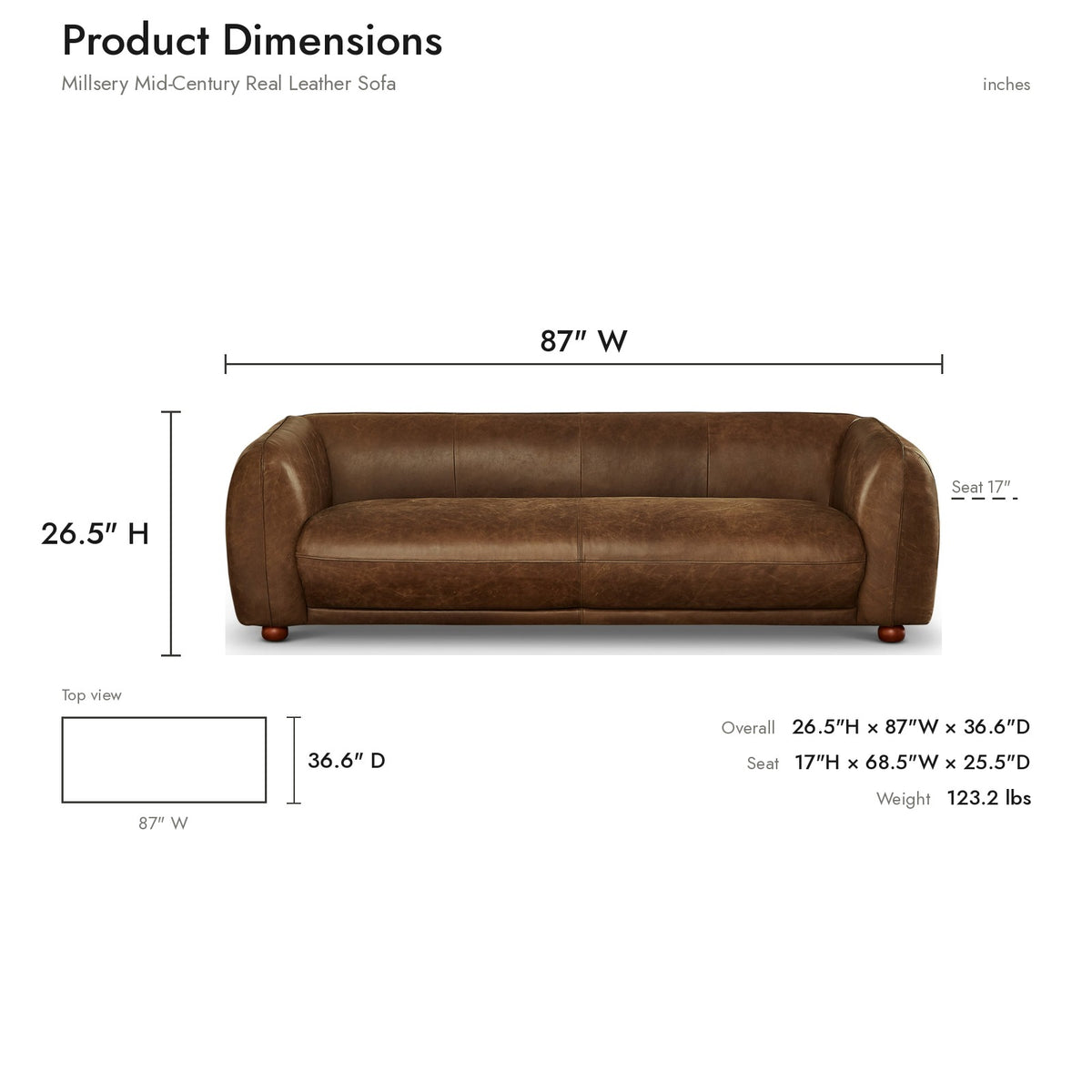 Product dimensions diagram