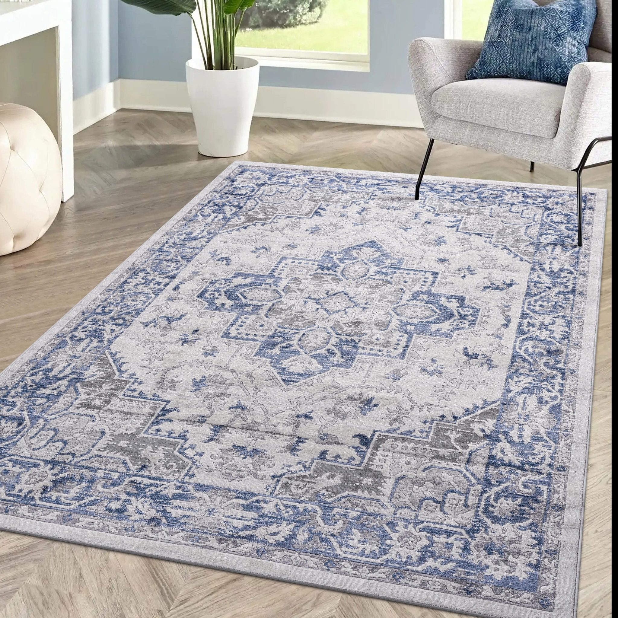 Marfi Blue - Grey Rug Size 6'7'' x 9'