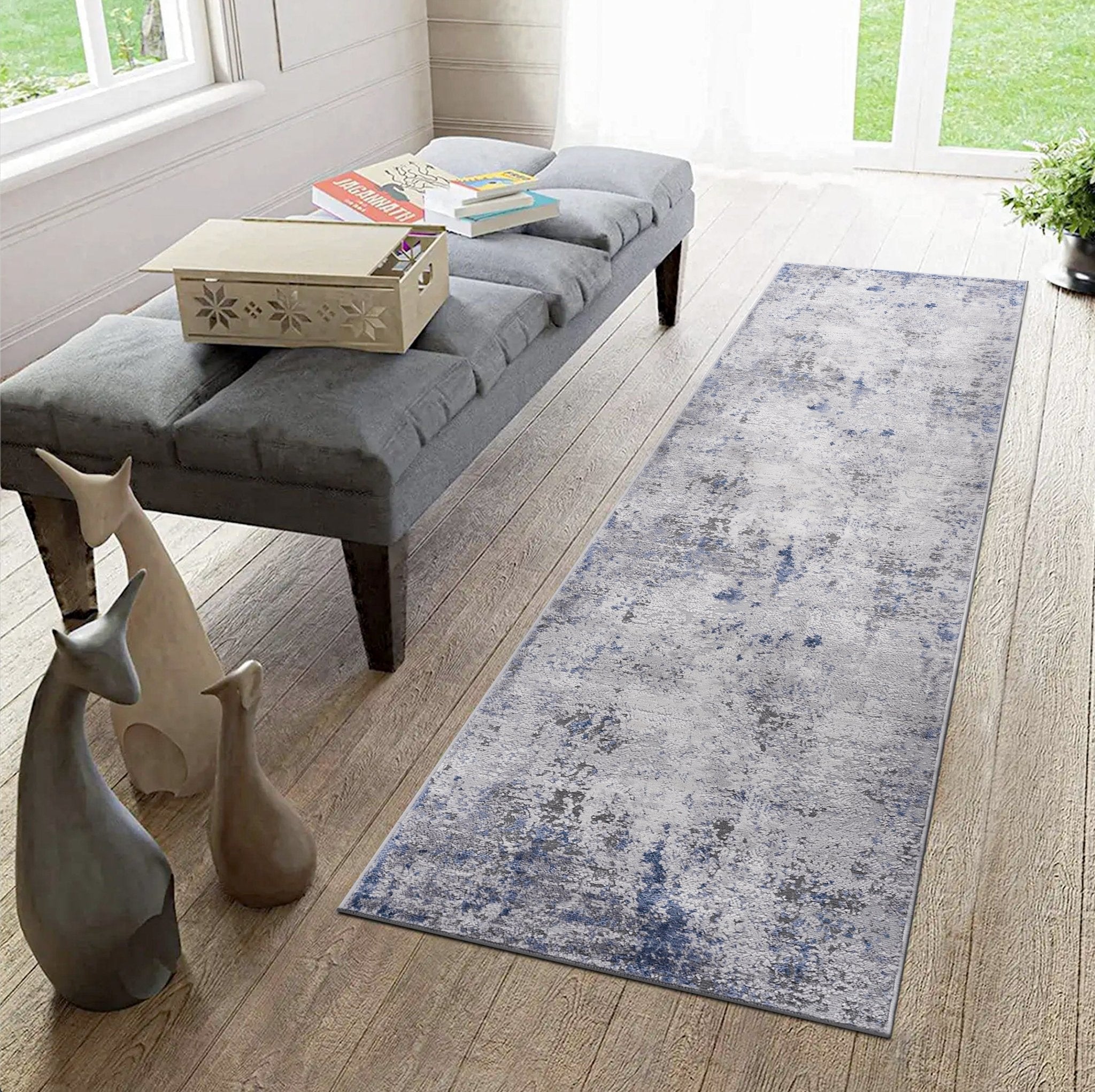 Marfi Silver-Blue Runner Rug Size 2'2'' x 8'