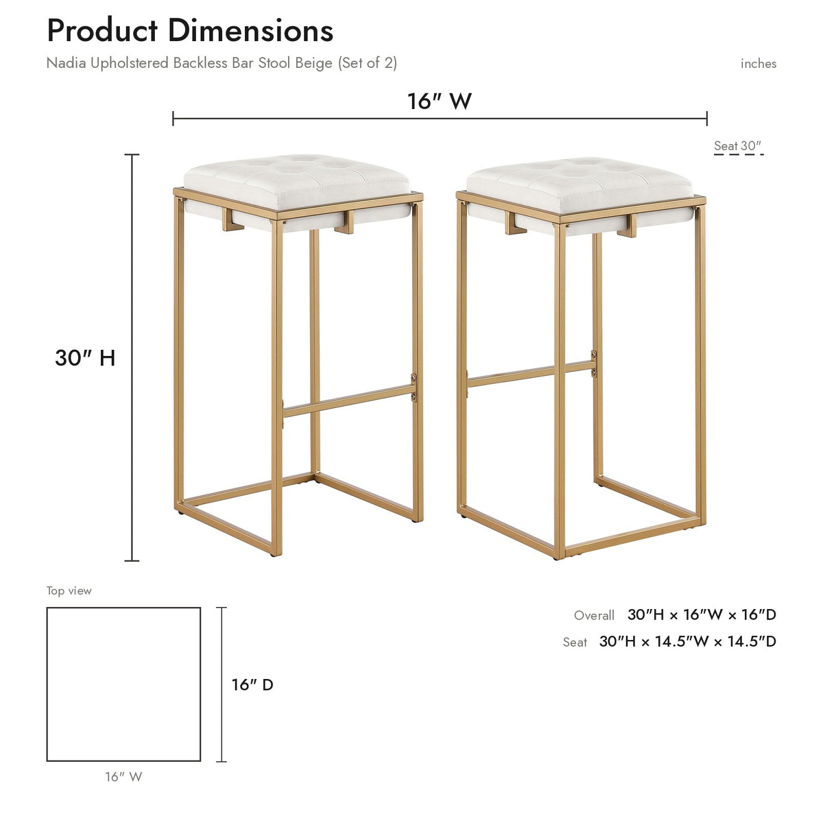 Product dimensions diagram