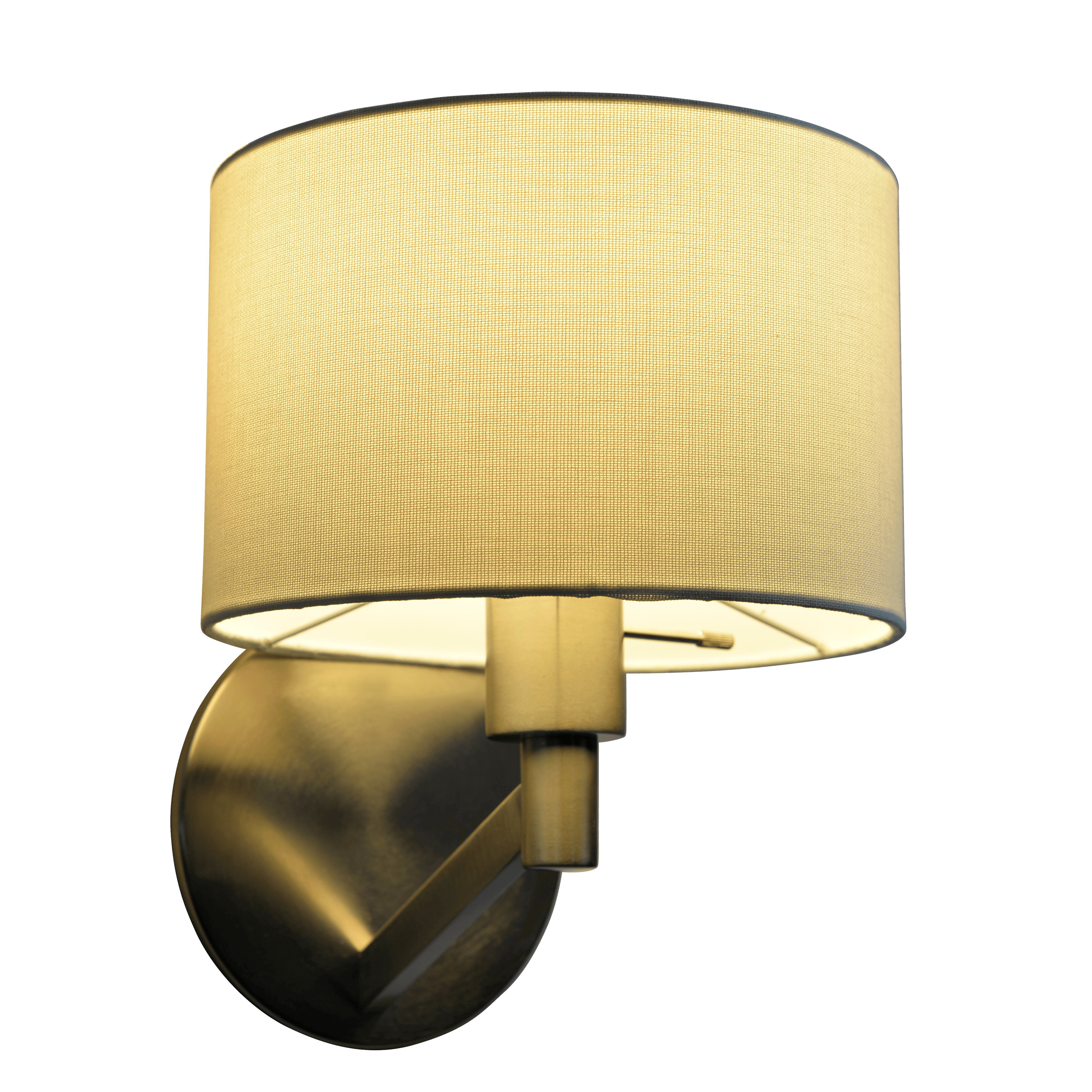 Milkway Brushed Nickel Base Wall Lamp with Rotary Switch White Fabric Shade