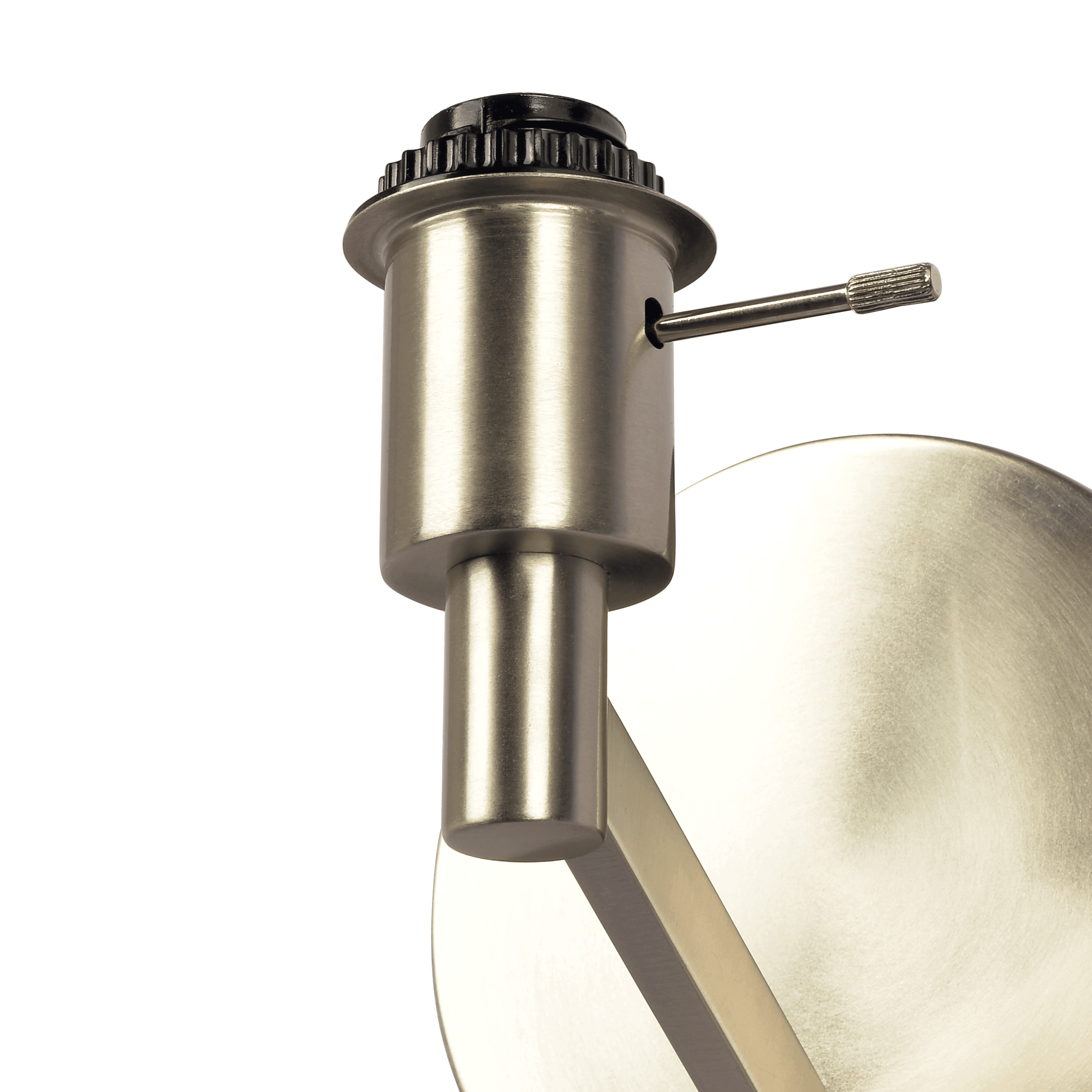 Milkway Brushed Nickel Base Wall Lamp with Rotary Switch White Fabric Shade