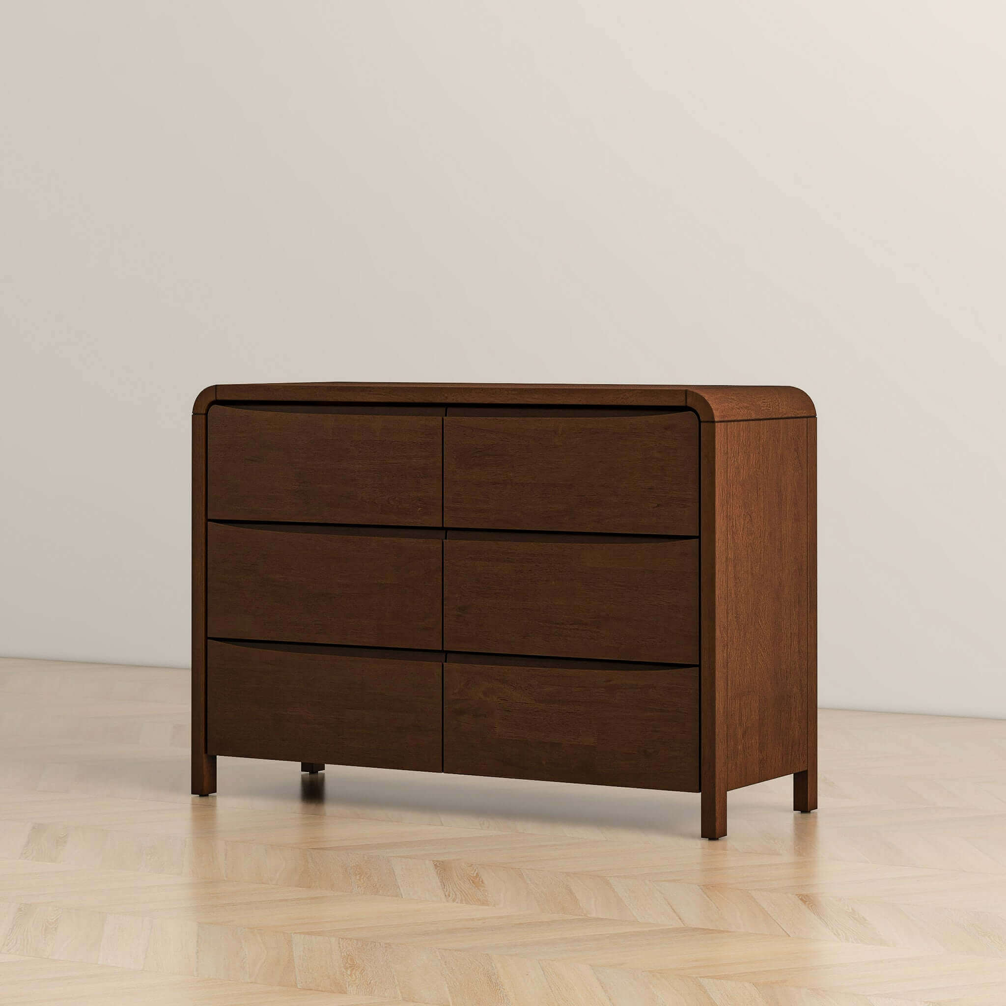 Anton Mid-Century Walnut 6-Drawer Nightstand - New York Modern Furniture