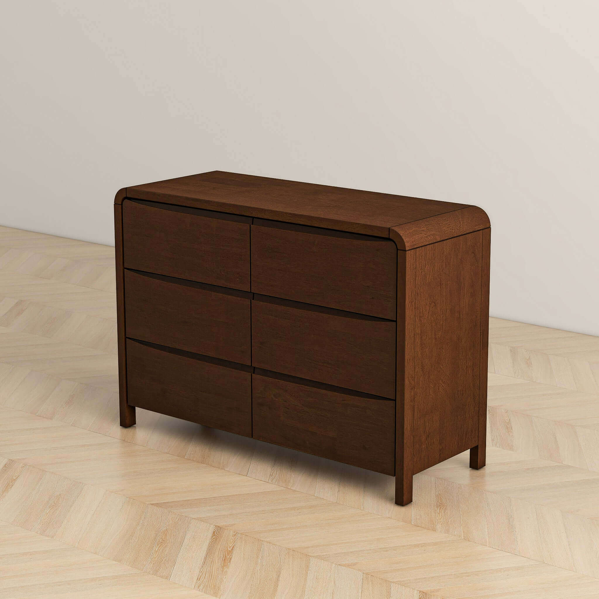 Anton Mid-Century Walnut 6-Drawer Nightstand - New York Modern Furniture