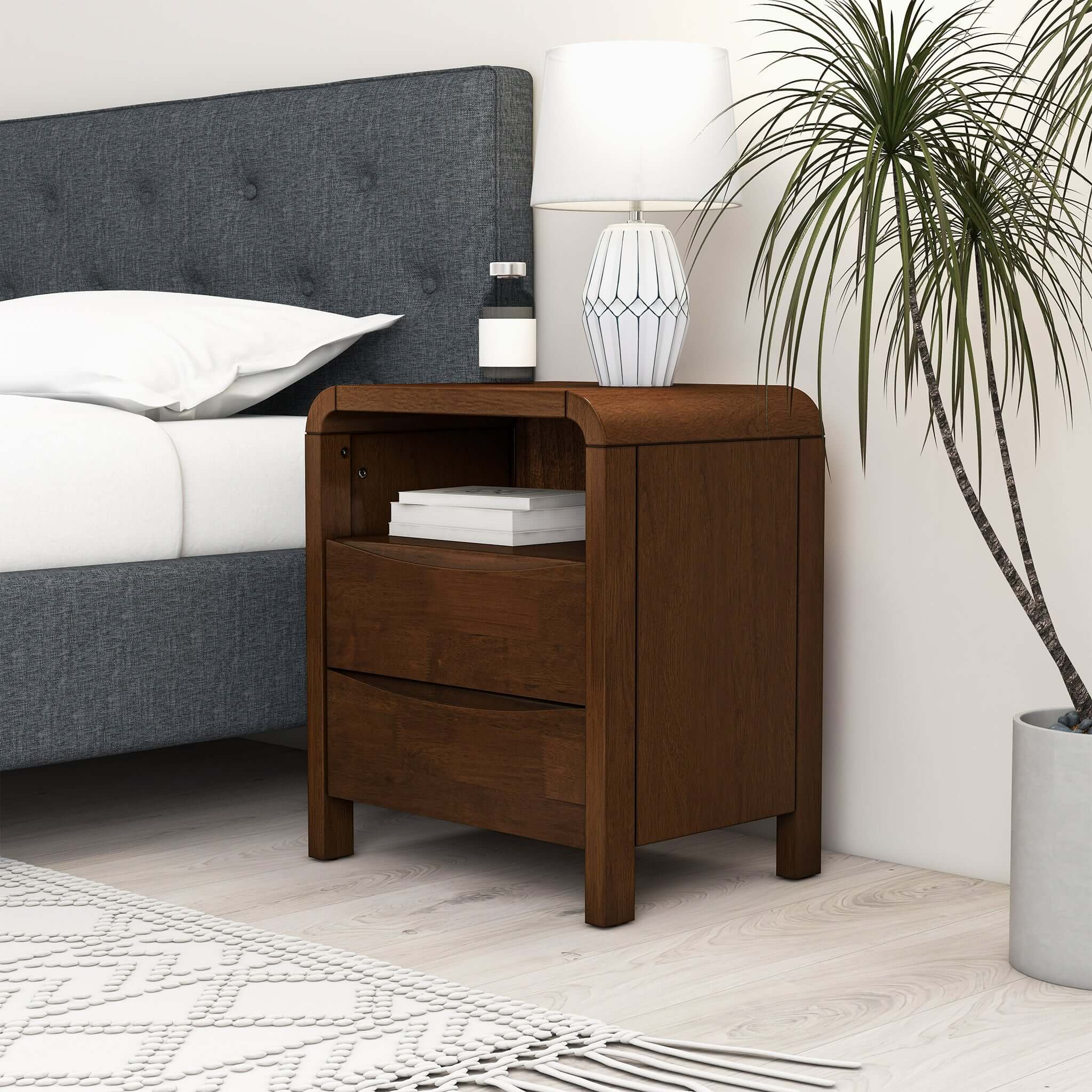 Anton Walnut Night Stand - New York Modern Furniture