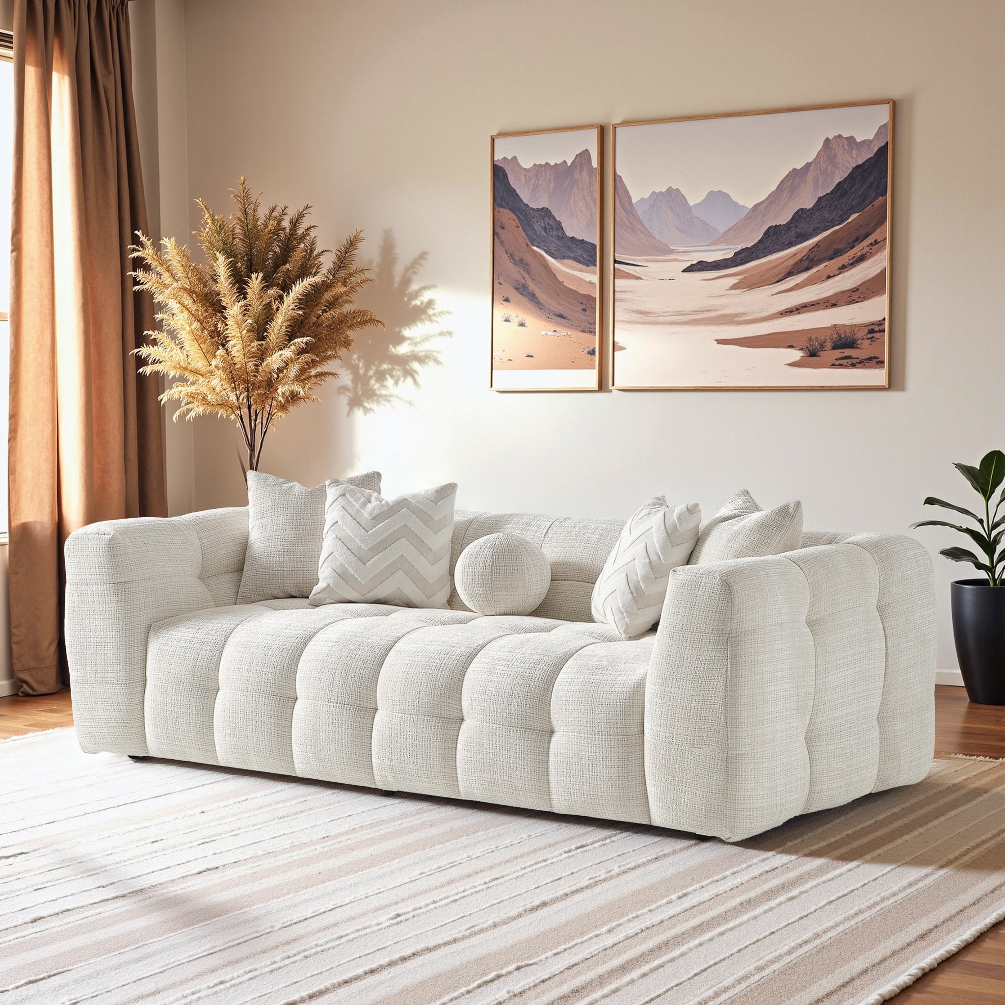 Arhaus Ivory Chenille Sofa - New York Modern Furniture