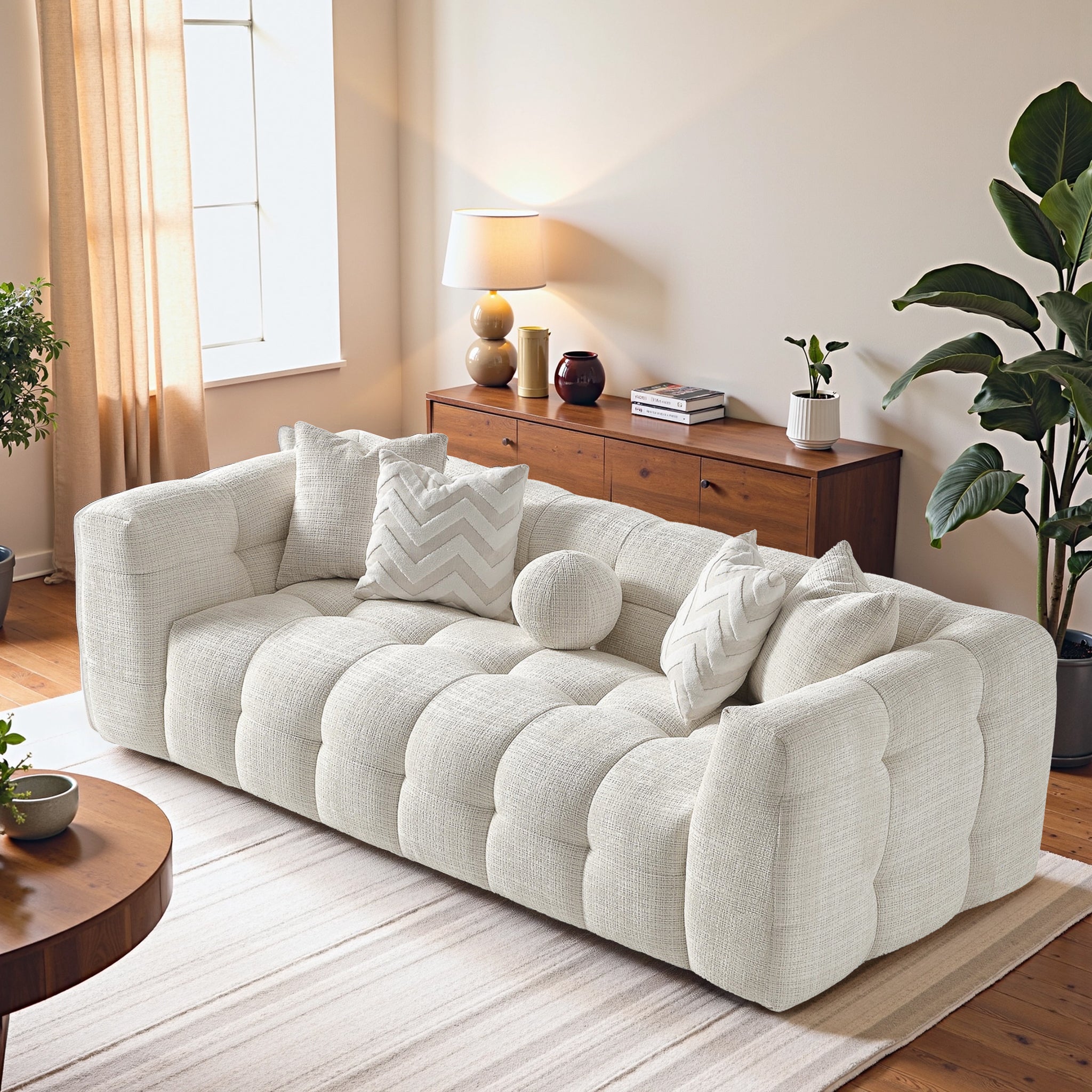 Arhaus Ivory Chenille Sofa - New York Modern Furniture
