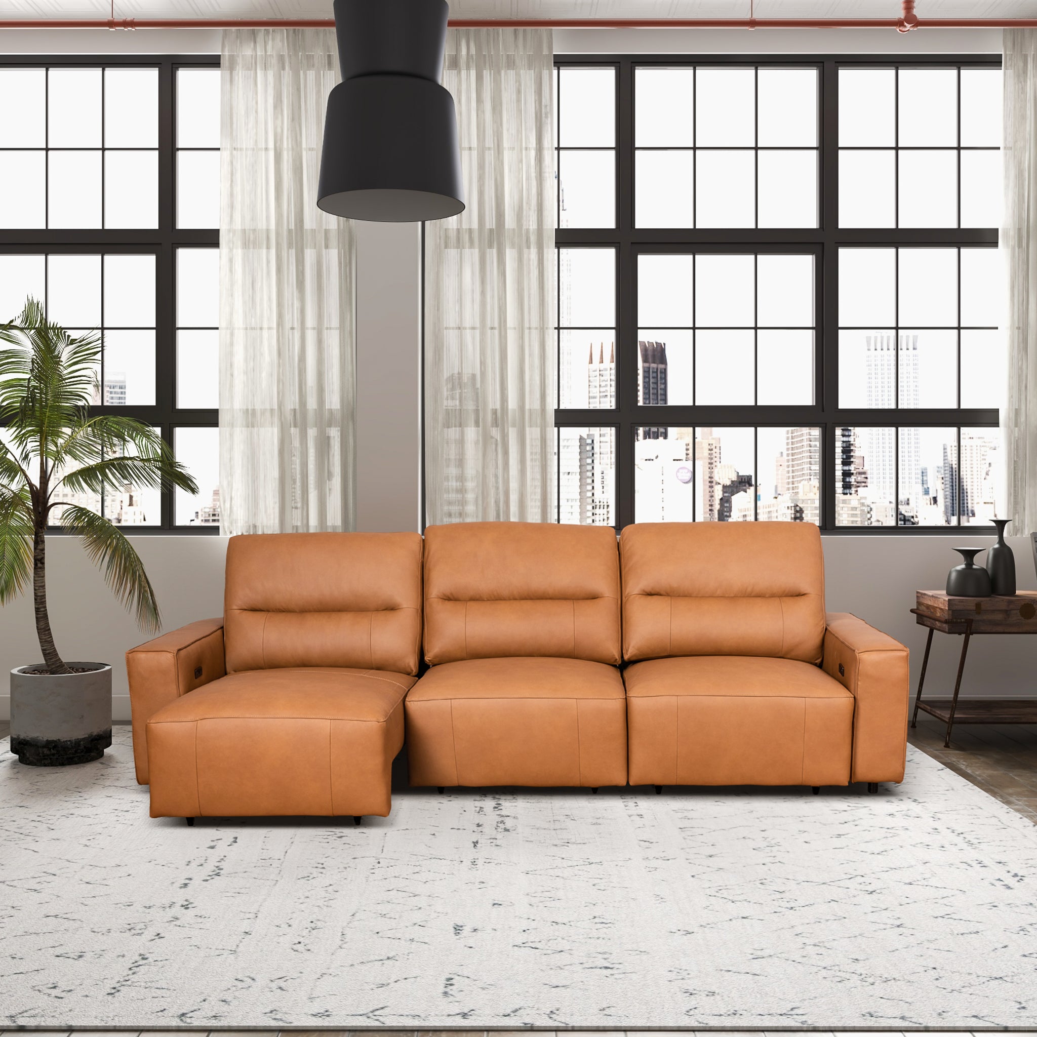 Barn Leather Triple PWR Slider Sofa - New York Modern Furniture