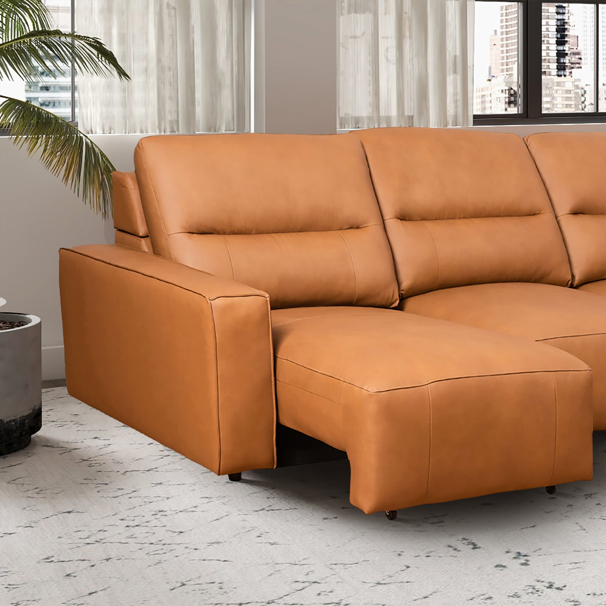 Barn Leather Triple PWR Slider Sofa - New York Modern Furniture