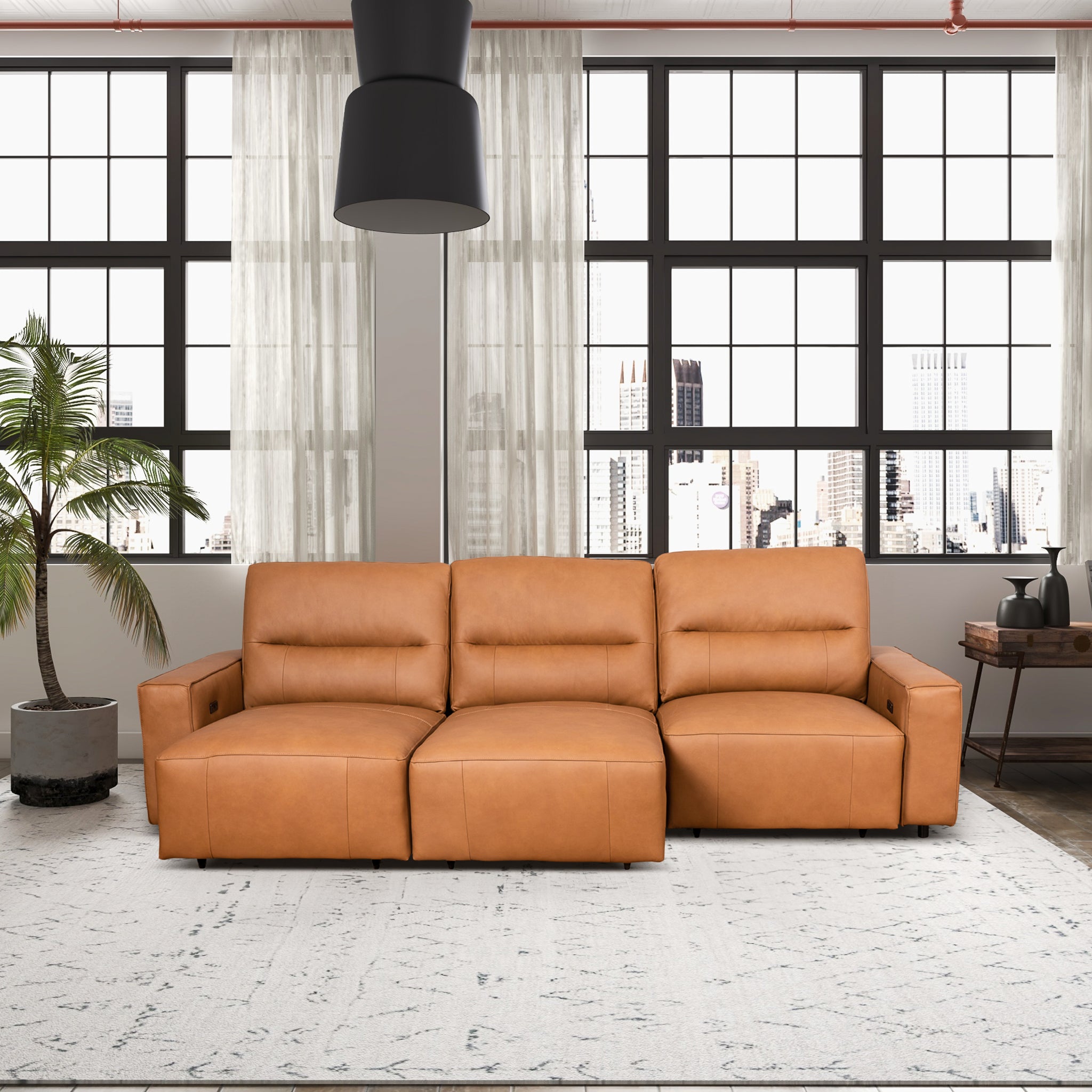 Barn Leather Triple PWR Slider Sofa - New York Modern Furniture