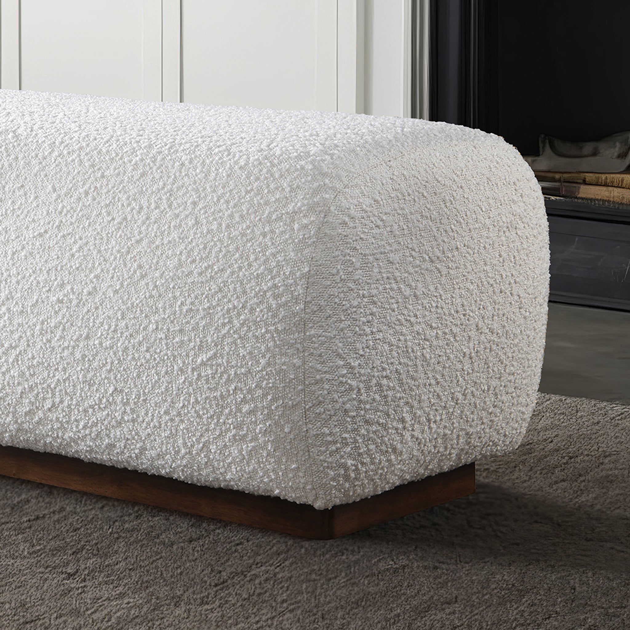 Beckett Ivory Boucle Bench