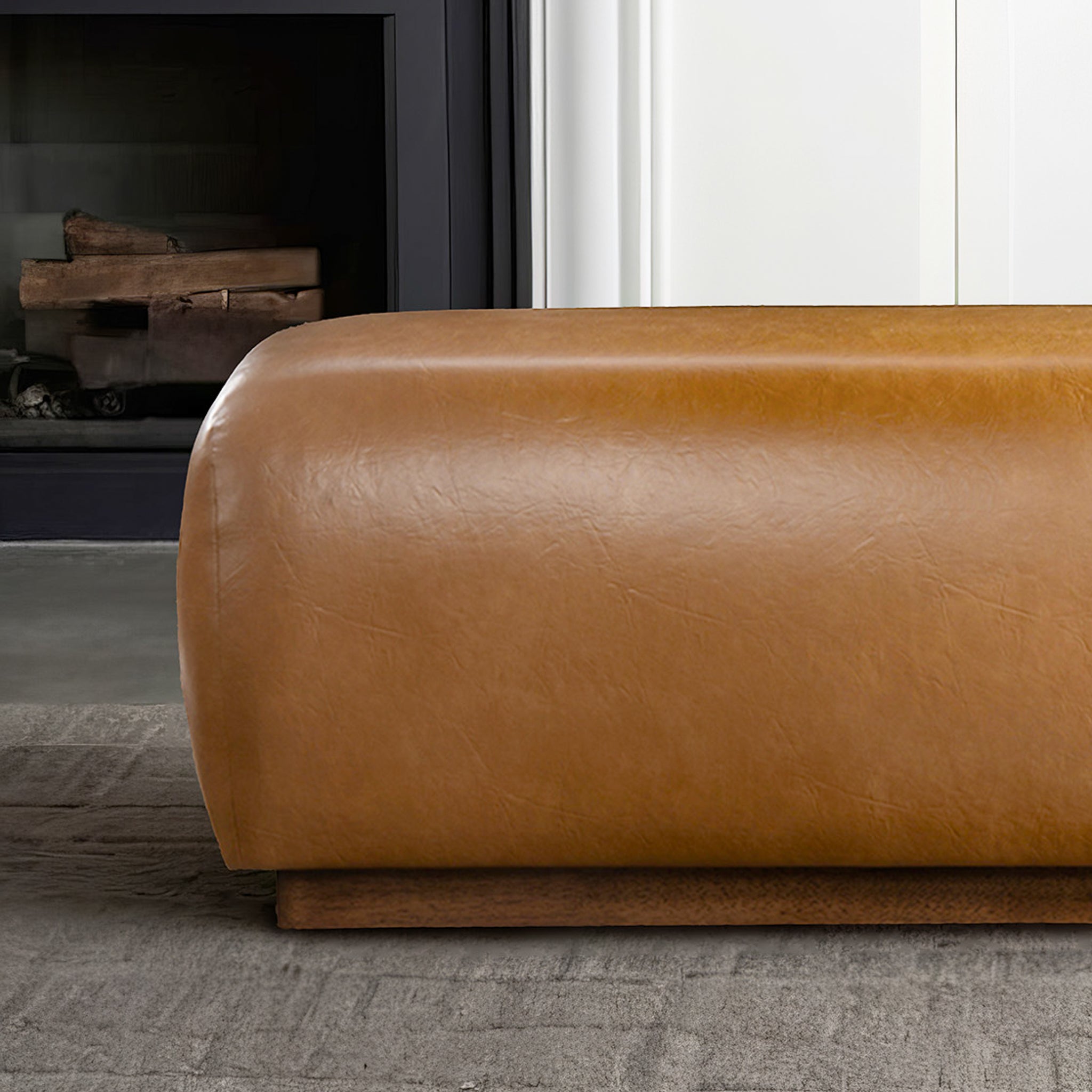 Beckett Tan Vegan Leather Bench