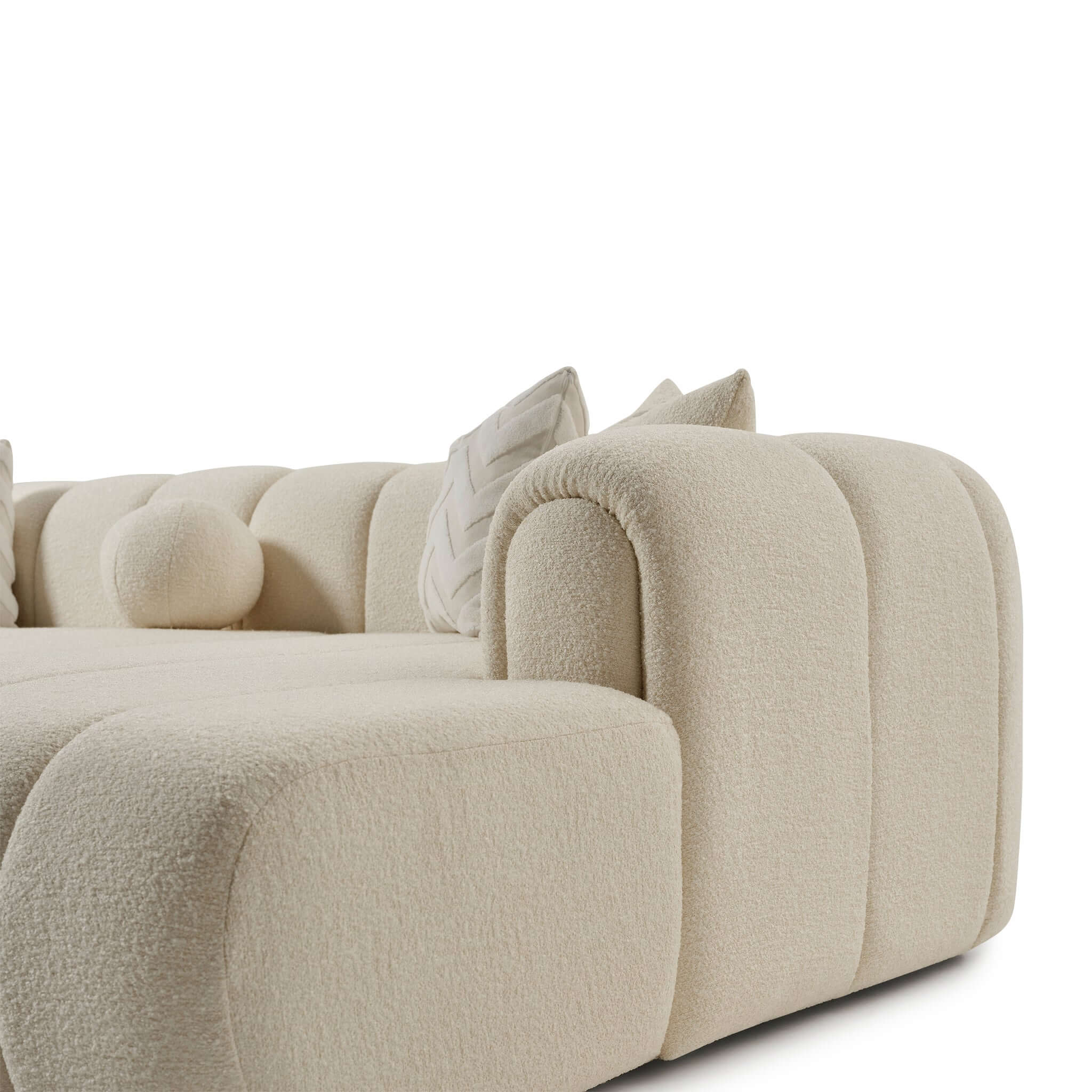 Bellini Ivory Boucle Right Sectional Sofa - New York Modern Furniture