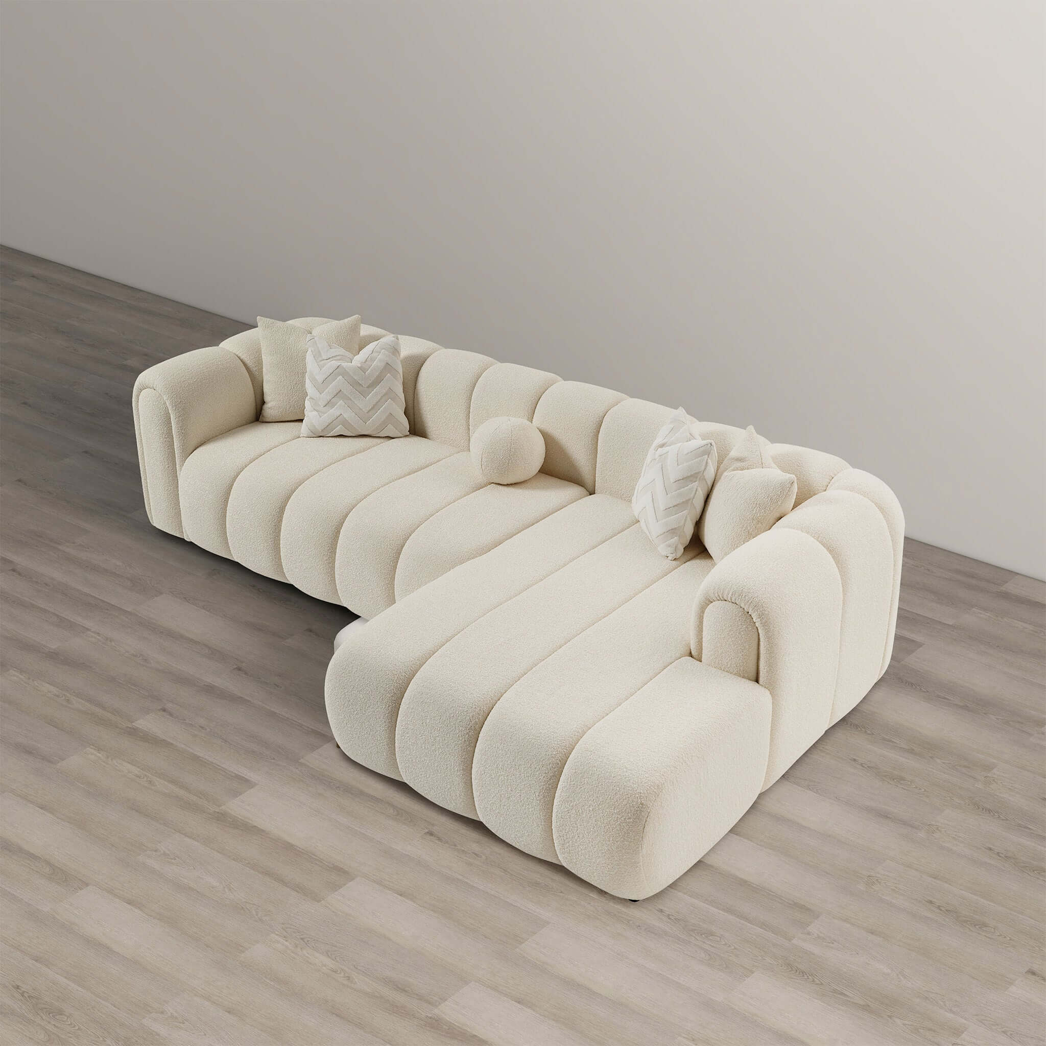 Bellini Ivory Boucle Right Sectional Sofa - New York Modern Furniture