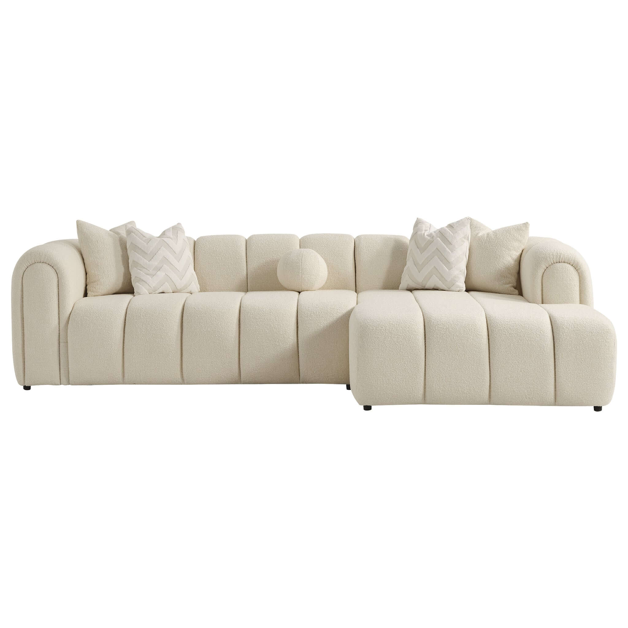 Bellini Ivory Boucle Right Sectional Sofa - New York Modern Furniture
