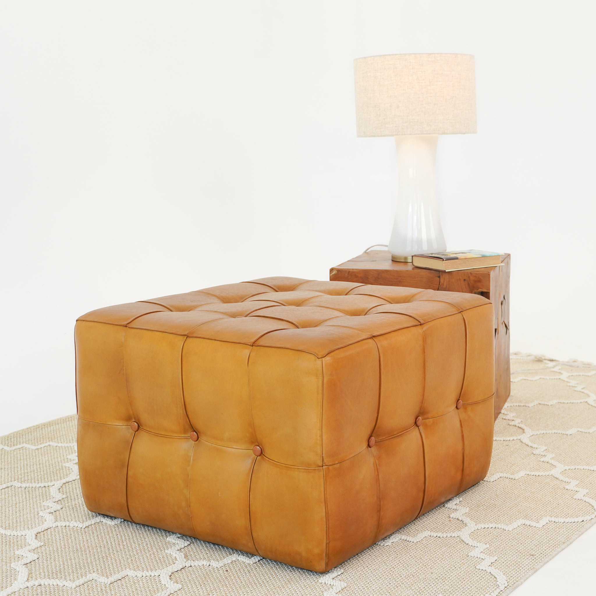 Bettle Leather Ottoman