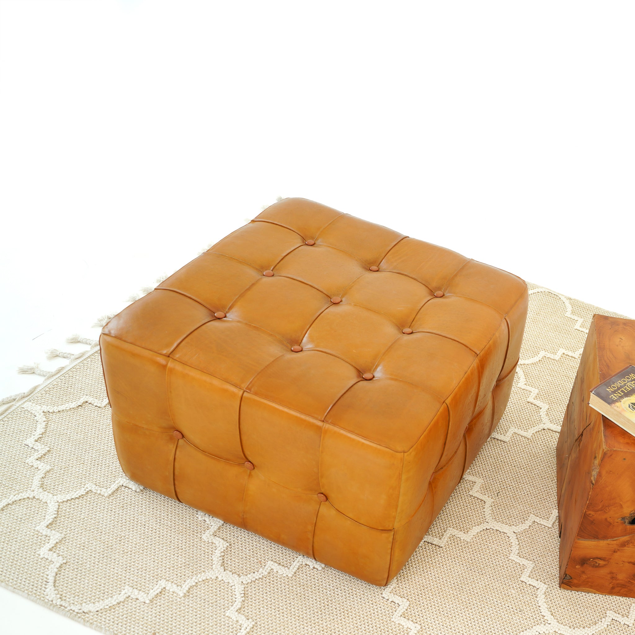 Bettle Leather Ottoman