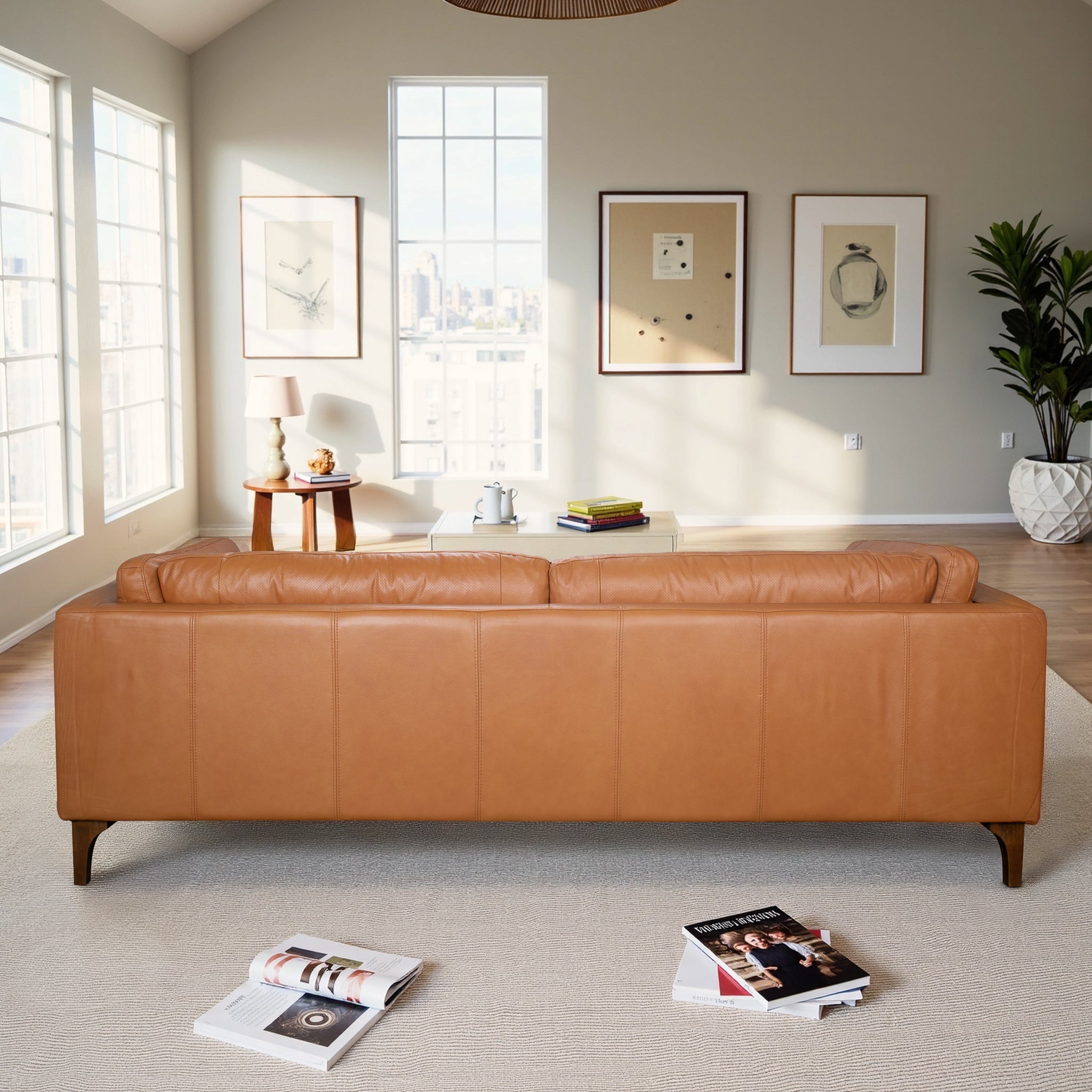 Brixton Premium Top-Grain Leather 3-Seater Sofa - New York Modern Furniture