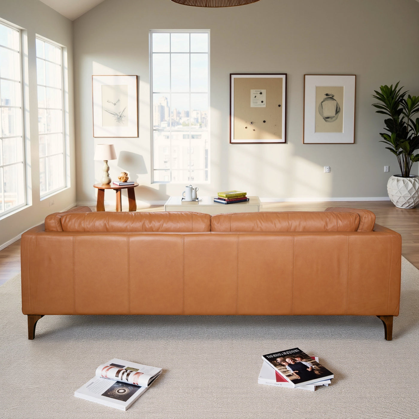 Brixton Premium Top-Grain Leather 3-Seater Sofa - New York Modern Furniture