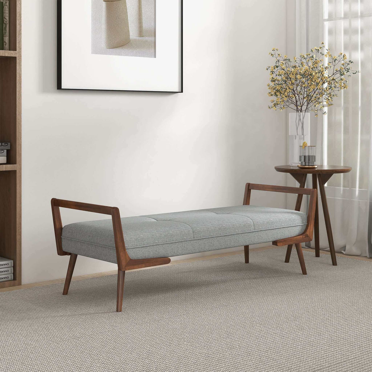Delta Grey Linen Bench - New York Modern Furniture
