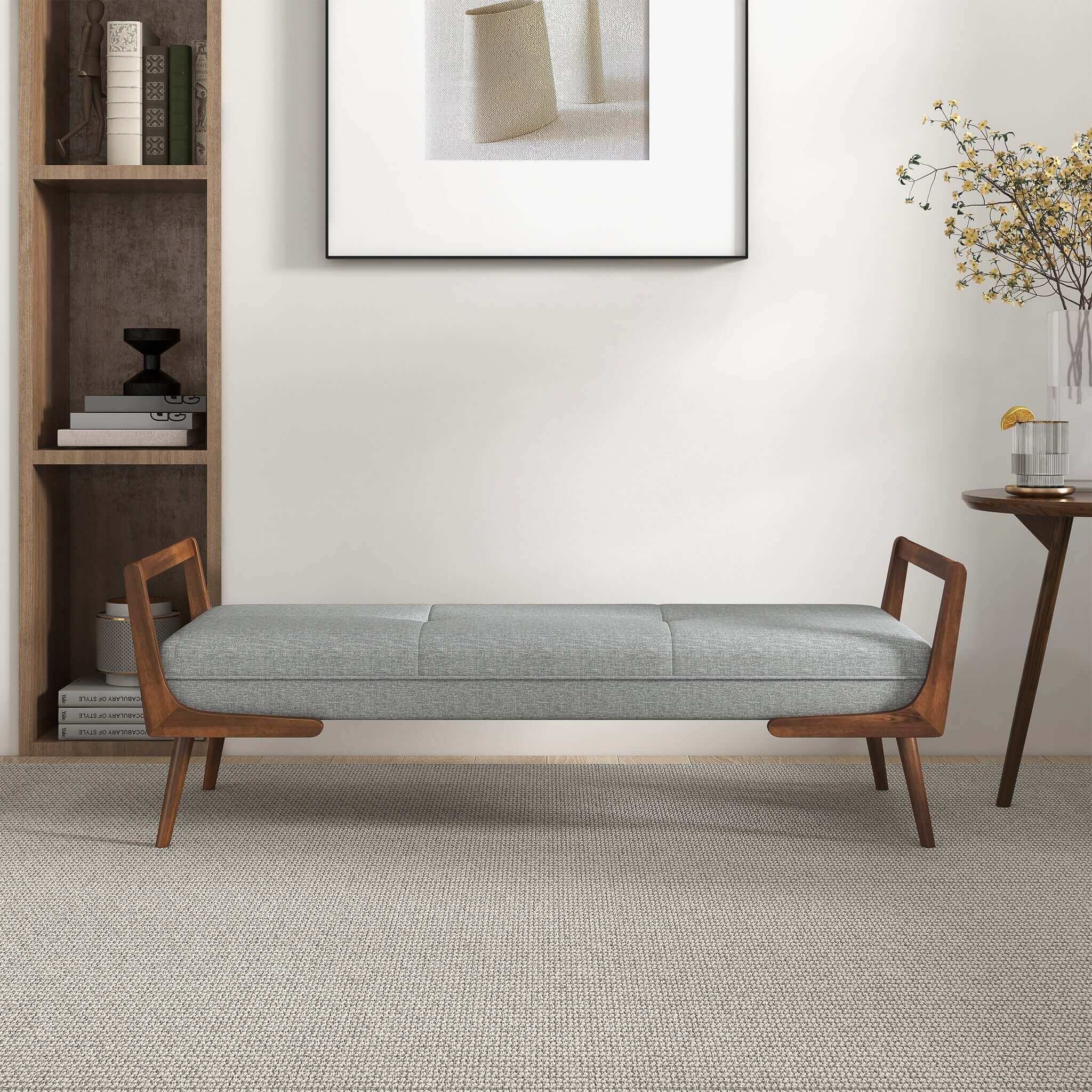 Delta Grey Linen Bench - New York Modern Furniture