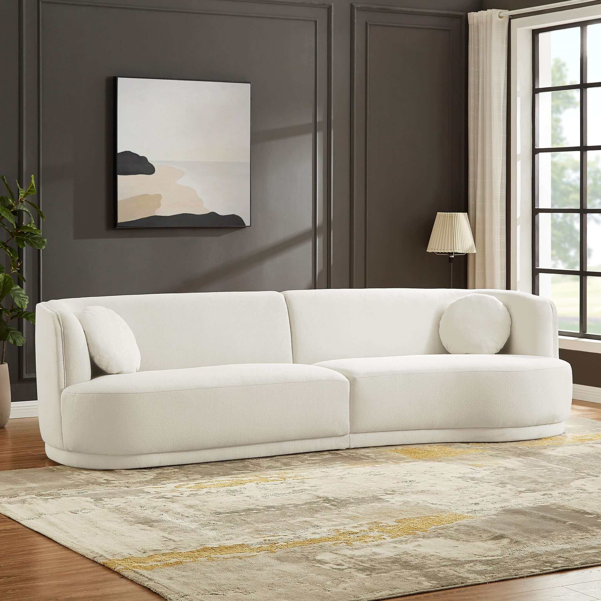 Faxina Curvy Beige Boucle Sofa