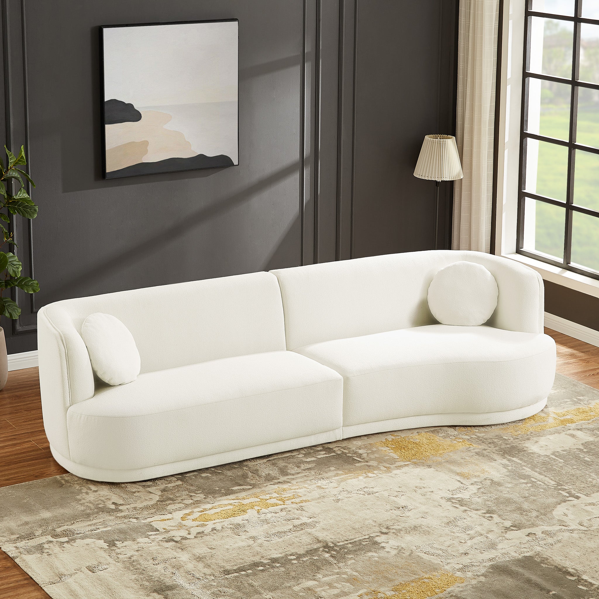 Faxina Curvy Beige Boucle Sofa