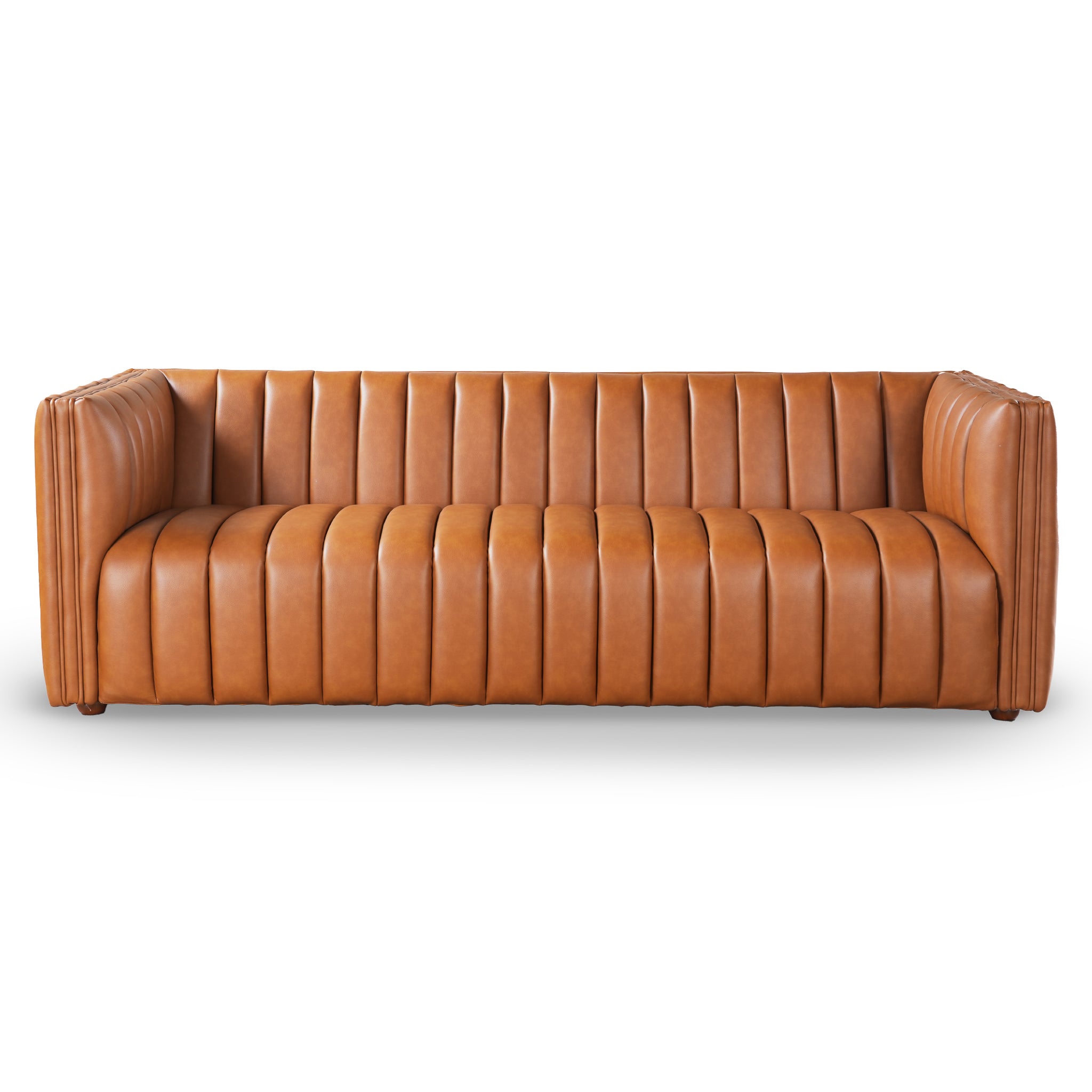 Fiske Genuine Leather Channel Tufted Sofa - New York Modern Furniture