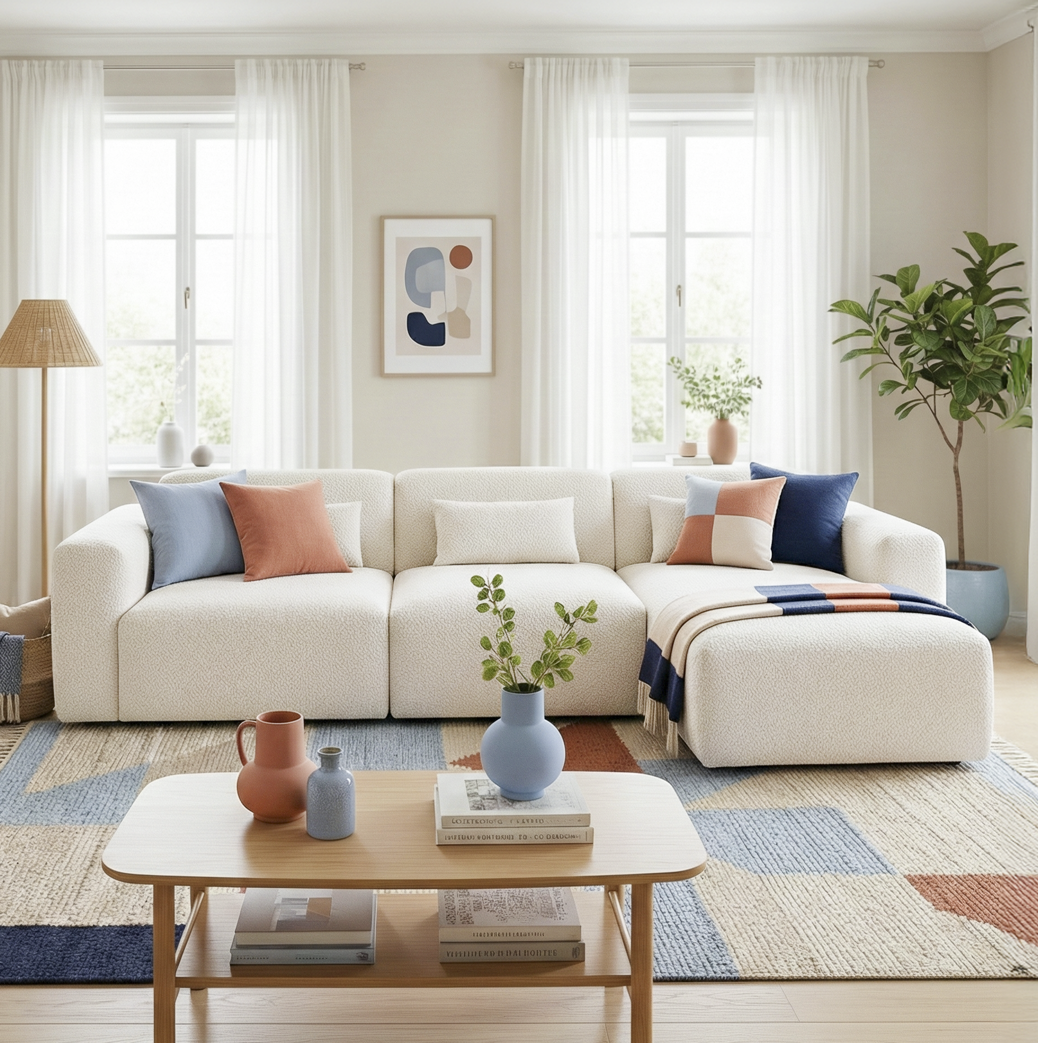 Havre 3-Piece Modern Boucle Sectional Sofa with Right-Hand Chaise - New York Modern Furniture
