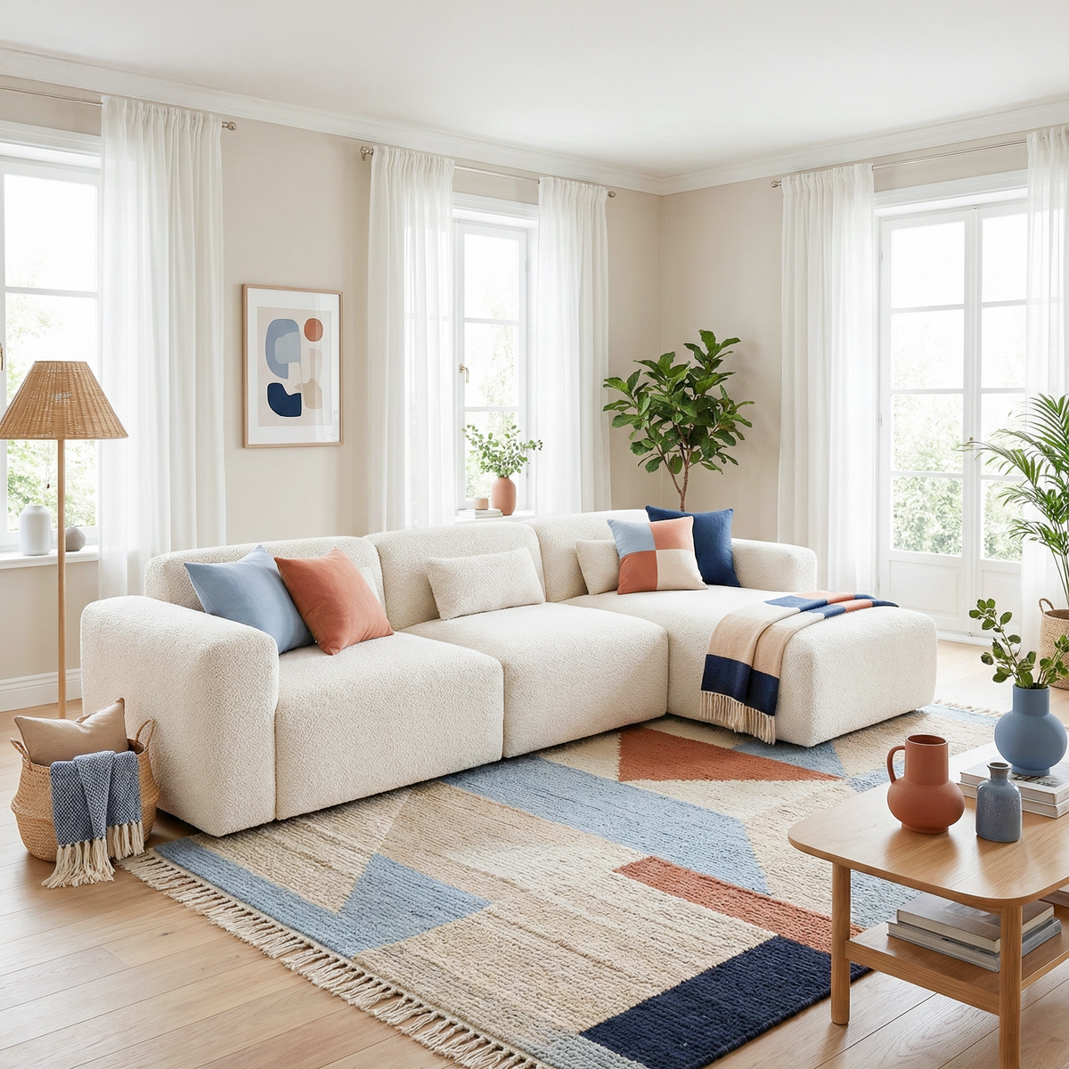 Havre 3-Piece Modern Boucle Sectional Sofa with Right-Hand Chaise - New York Modern Furniture