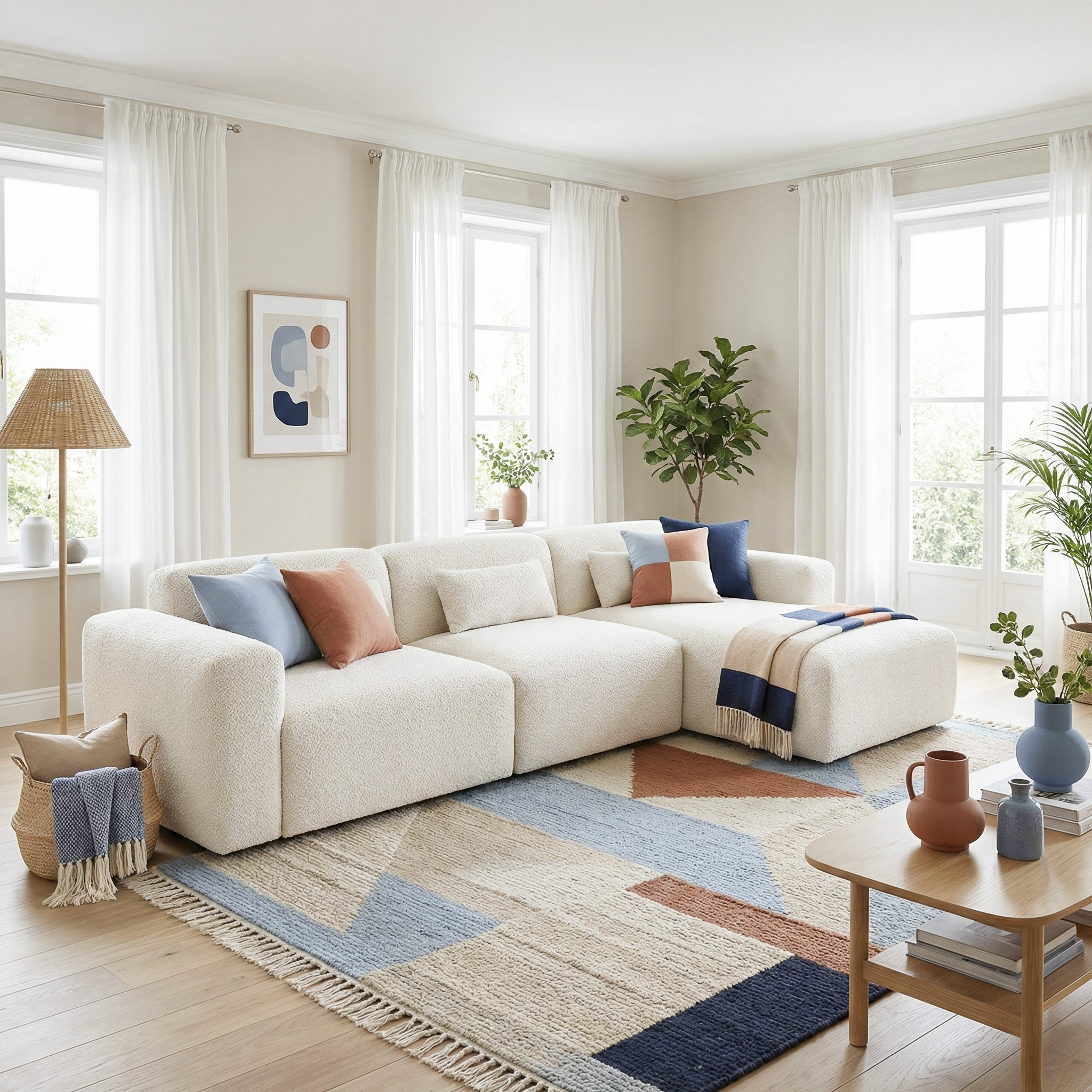 Havre 3-Piece Modern Boucle Sectional Sofa with Right-Hand Chaise - New York Modern Furniture