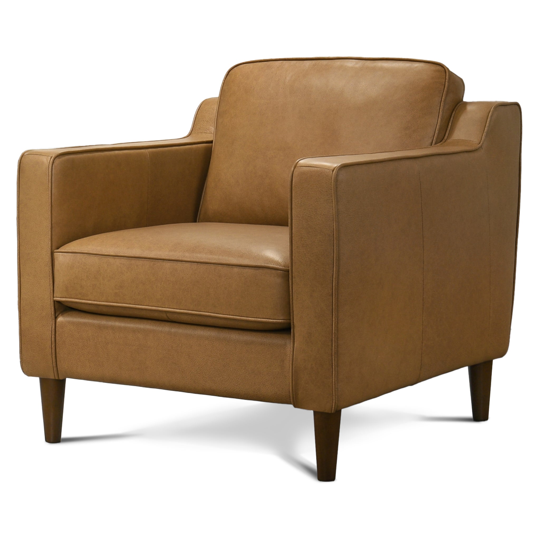 Hicks Top Grain Leather Accent Chair with Mid-Century Modern Style - New York Modern Furniture