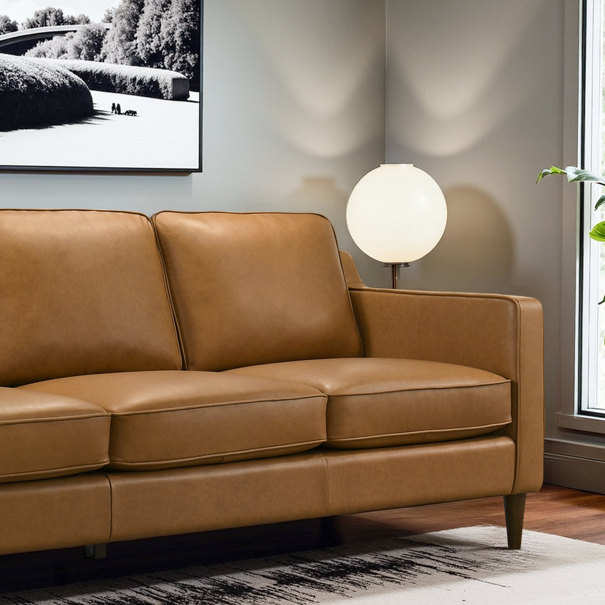 Hicks Mid-Century Modern Buffalo Leather Sofa - New York Modern Furniture