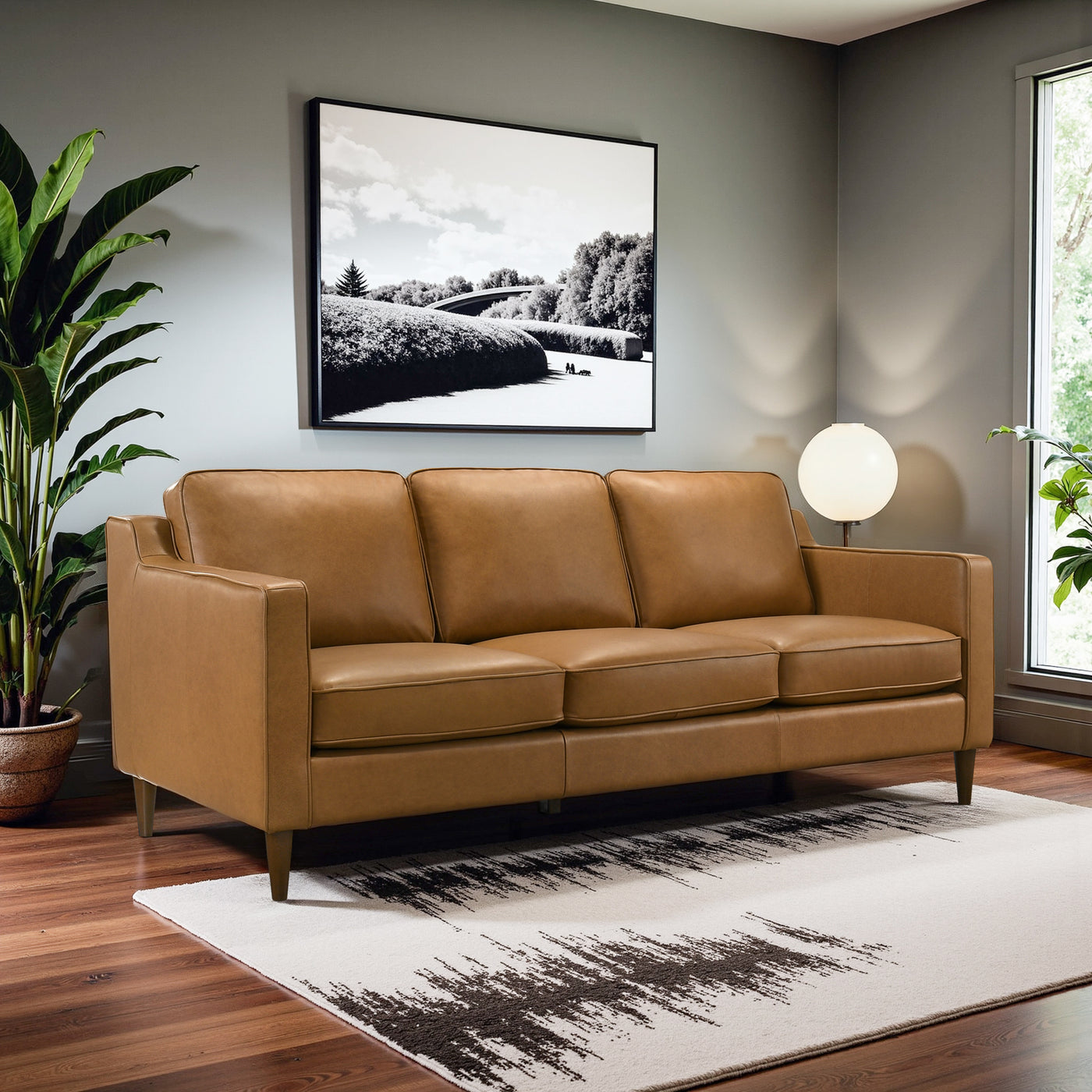 Hicks Mid-Century Modern Buffalo Leather Sofa - New York Modern Furniture