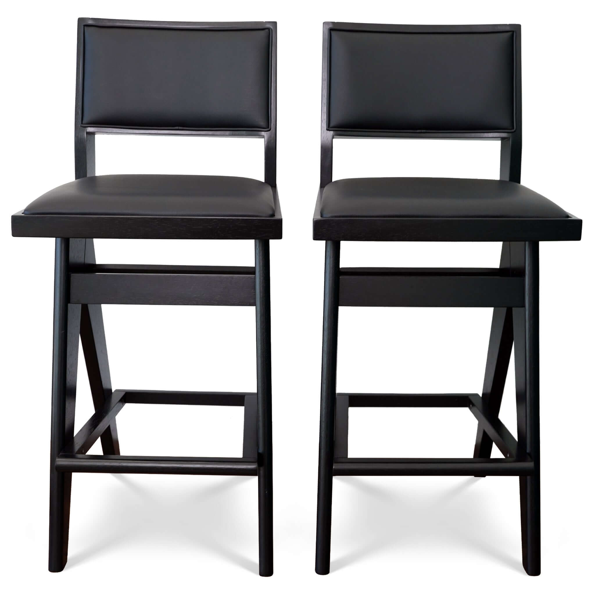 Kaia Black Leather Bar Stool (Set of 2)